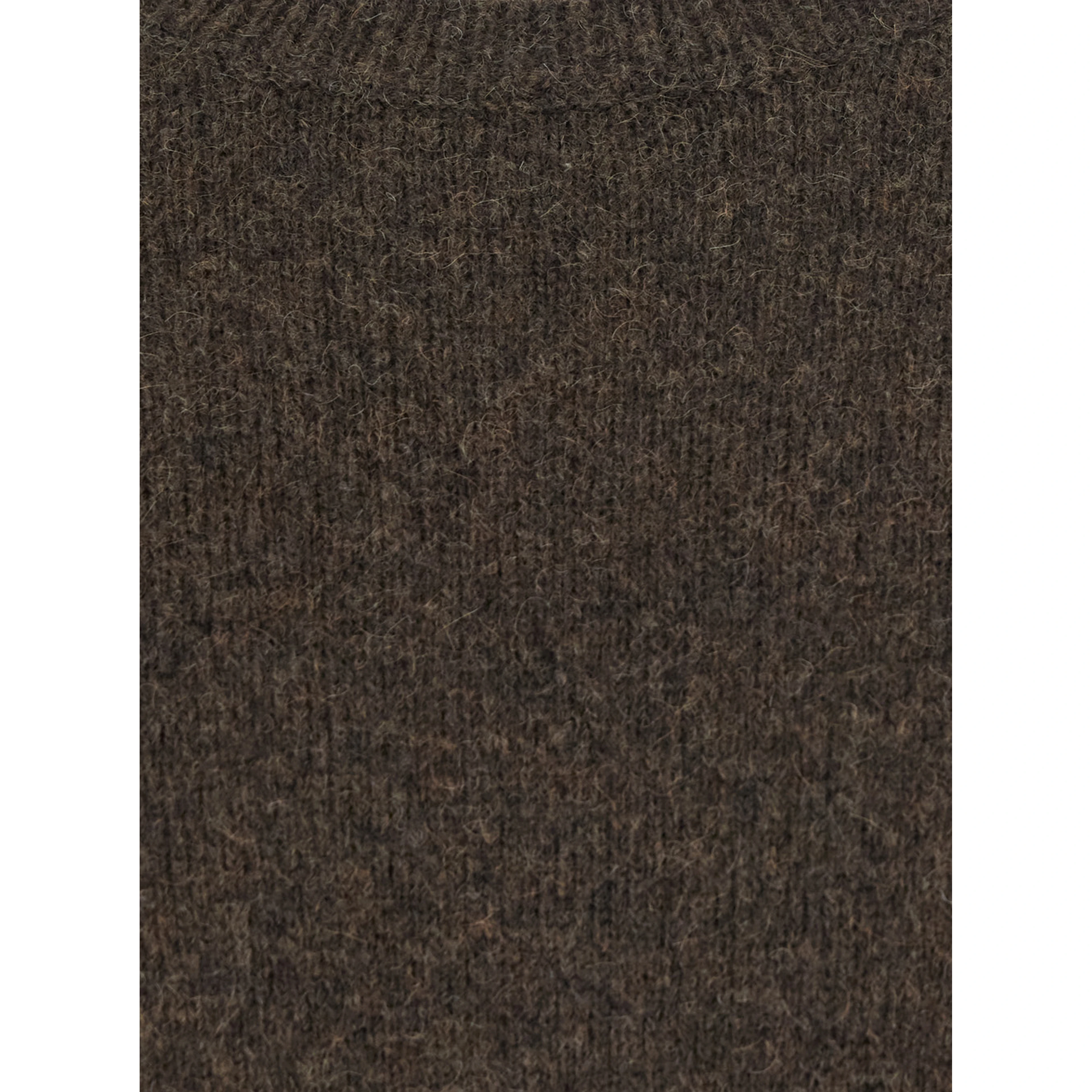 Brown Crew Neck Sweater with Ribbed Details in Blend Wool for Men