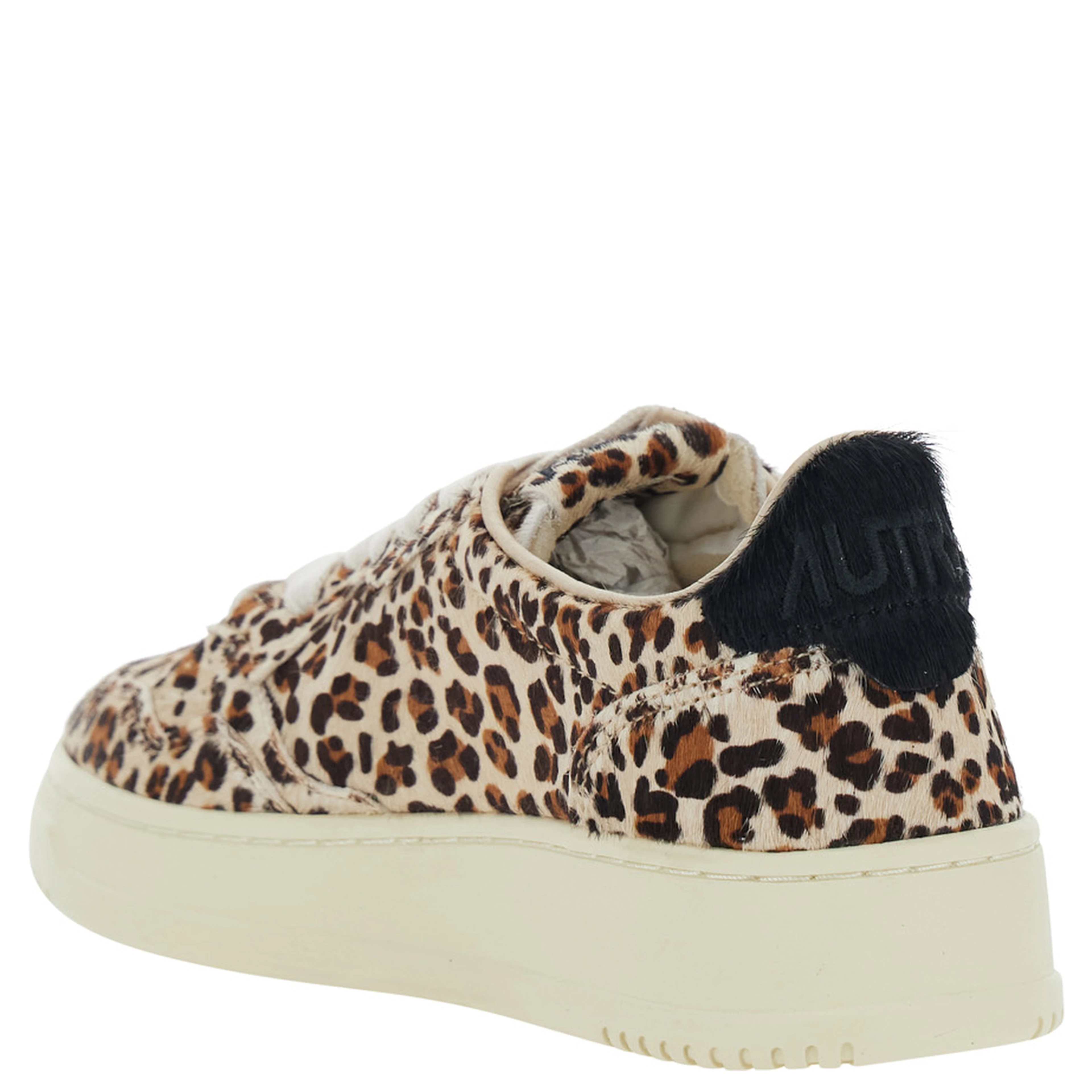 Medalist Brown Sneakers with leopard motif and logo lettering patch on the tongue in leather for women