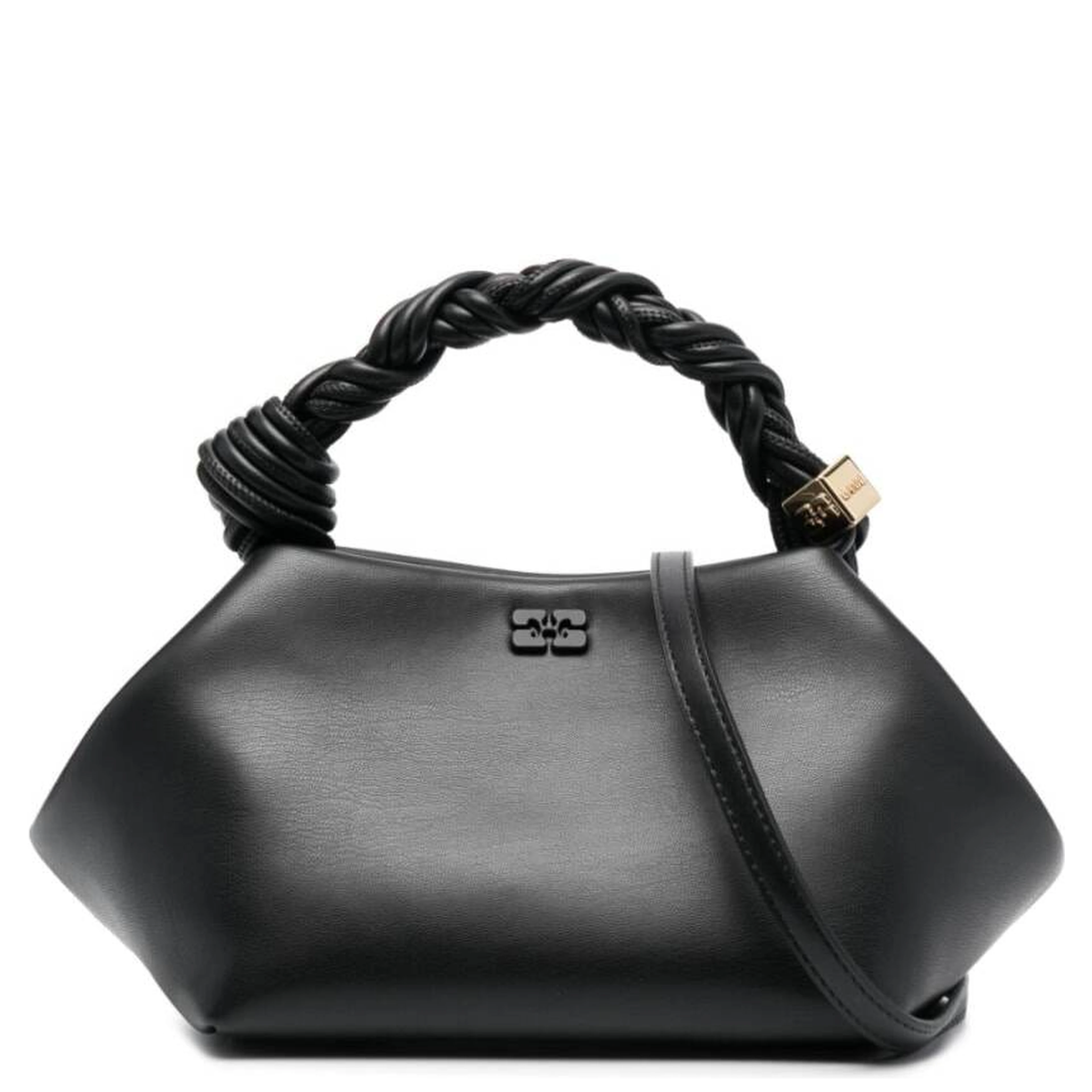 Handbag Ganni Bou with Butterfly Logo and Black Leather Woven Handle for Women