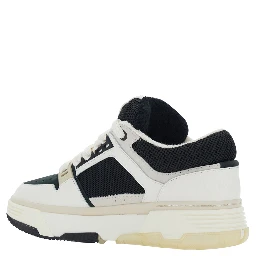 White and Black Chunky Sneakers with Logo Detail in Mix of Leather and Tech Fabrics for Men