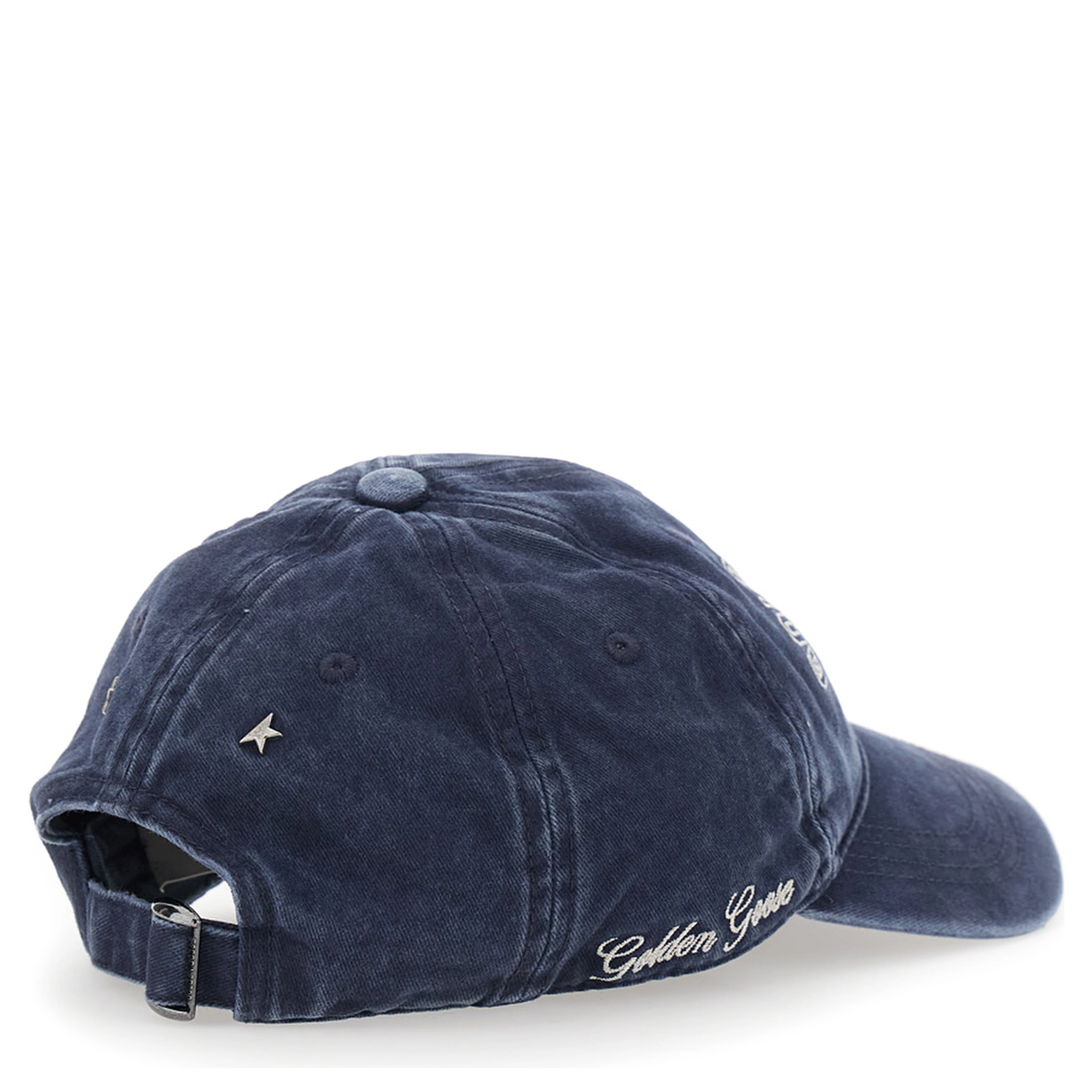 blue Hat with embossed logo lettering on the front in cotton for men