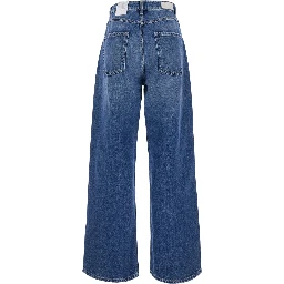 Poppy Blue Jeans with logo patch on the back and wide leg in denim women