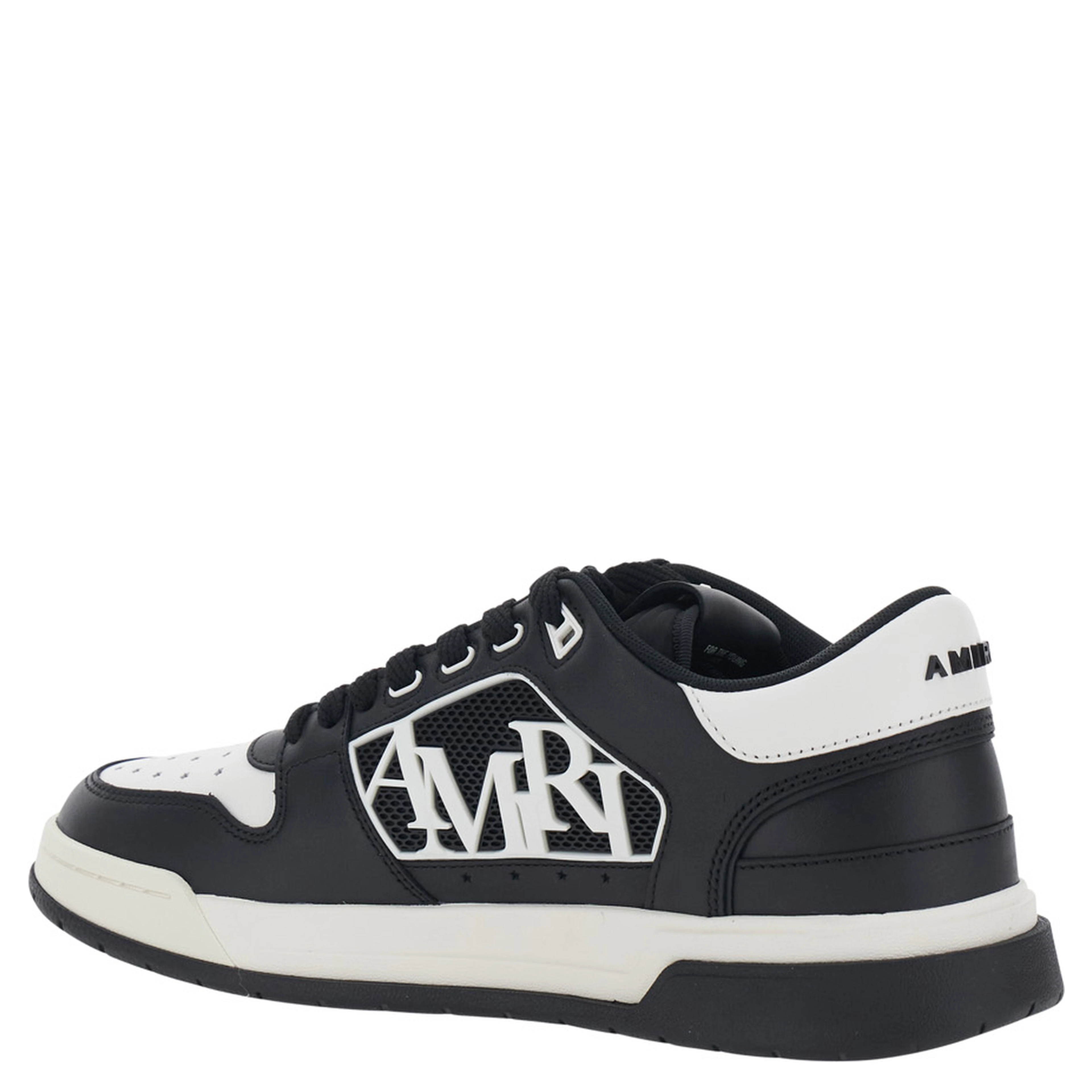 Black and White Low Top Sneakers with Logo Patch on the Tongue and Side in Leather and Fabric for Men