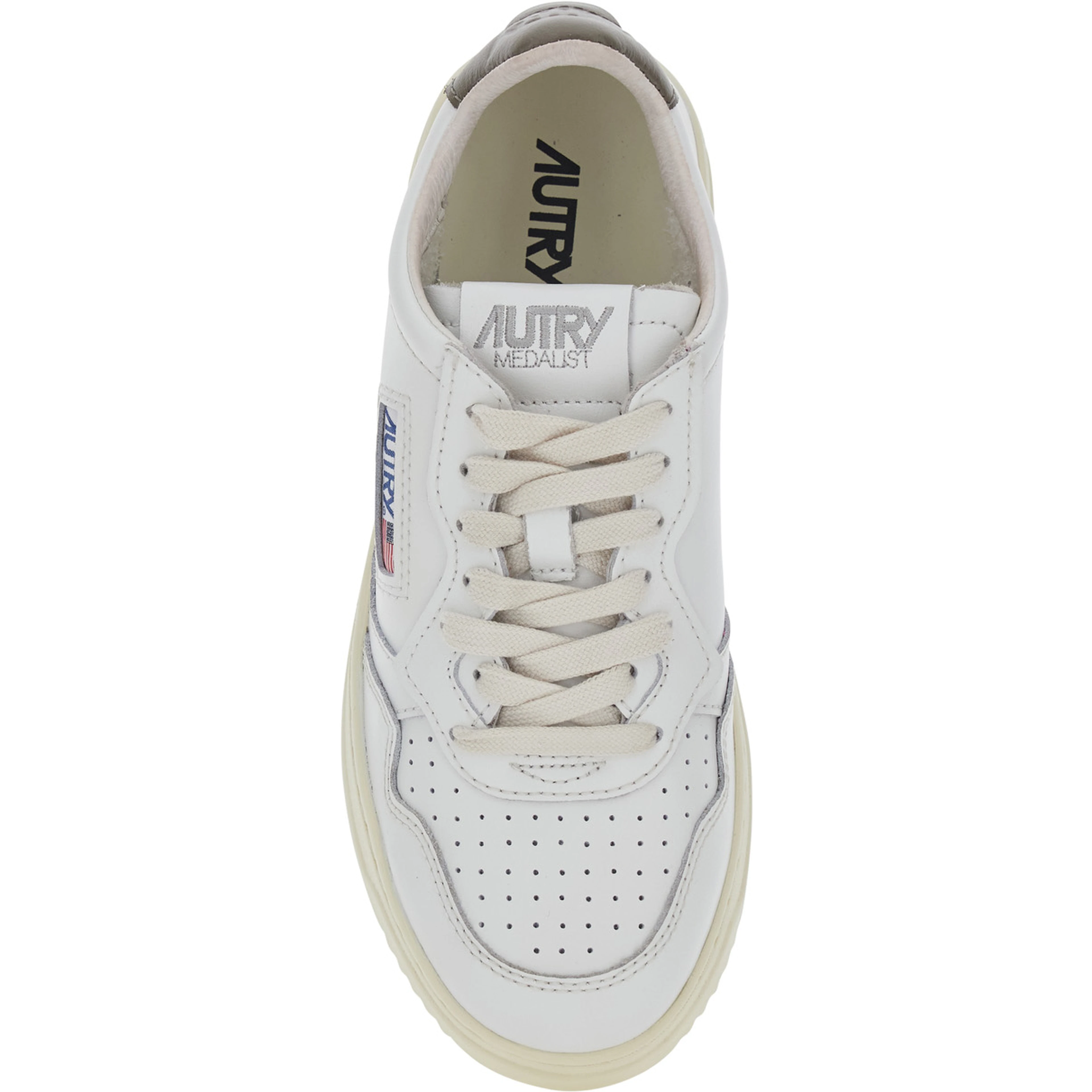 Medalist White  Low Top Sneakers with Logo Patch on the Tongue in Leather for Women