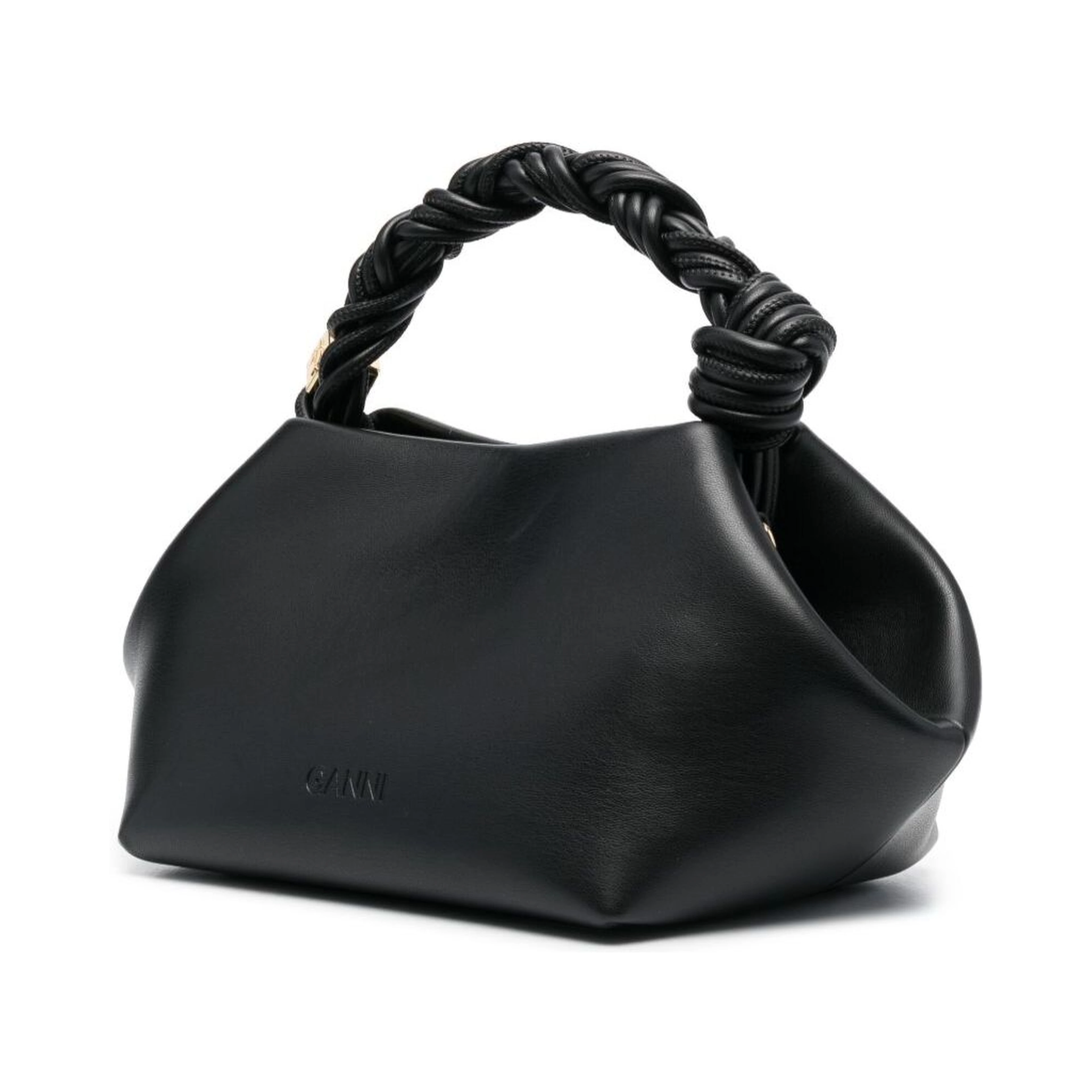 Handbag Ganni Bou with Butterfly Logo and Black Leather Woven Handle for Women