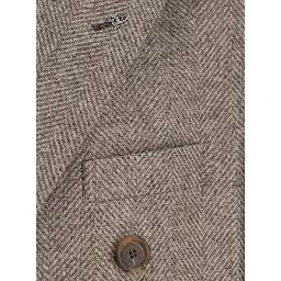 LondonBeige Double-breasted Coat with Peak Revers in Wool and Cashmere for Men