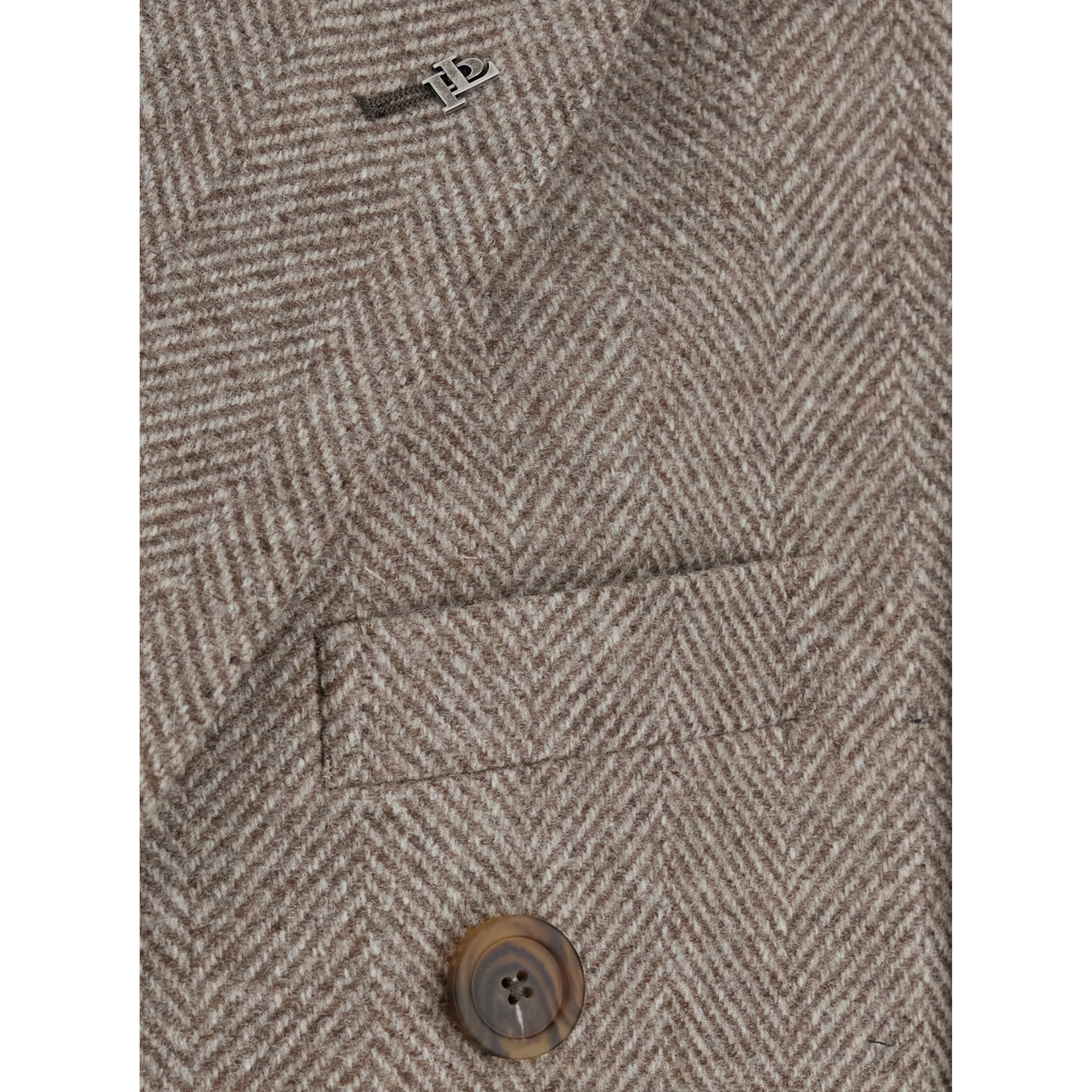 LondonBeige Double-breasted Coat with Peak Revers in Wool and Cashmere for Men