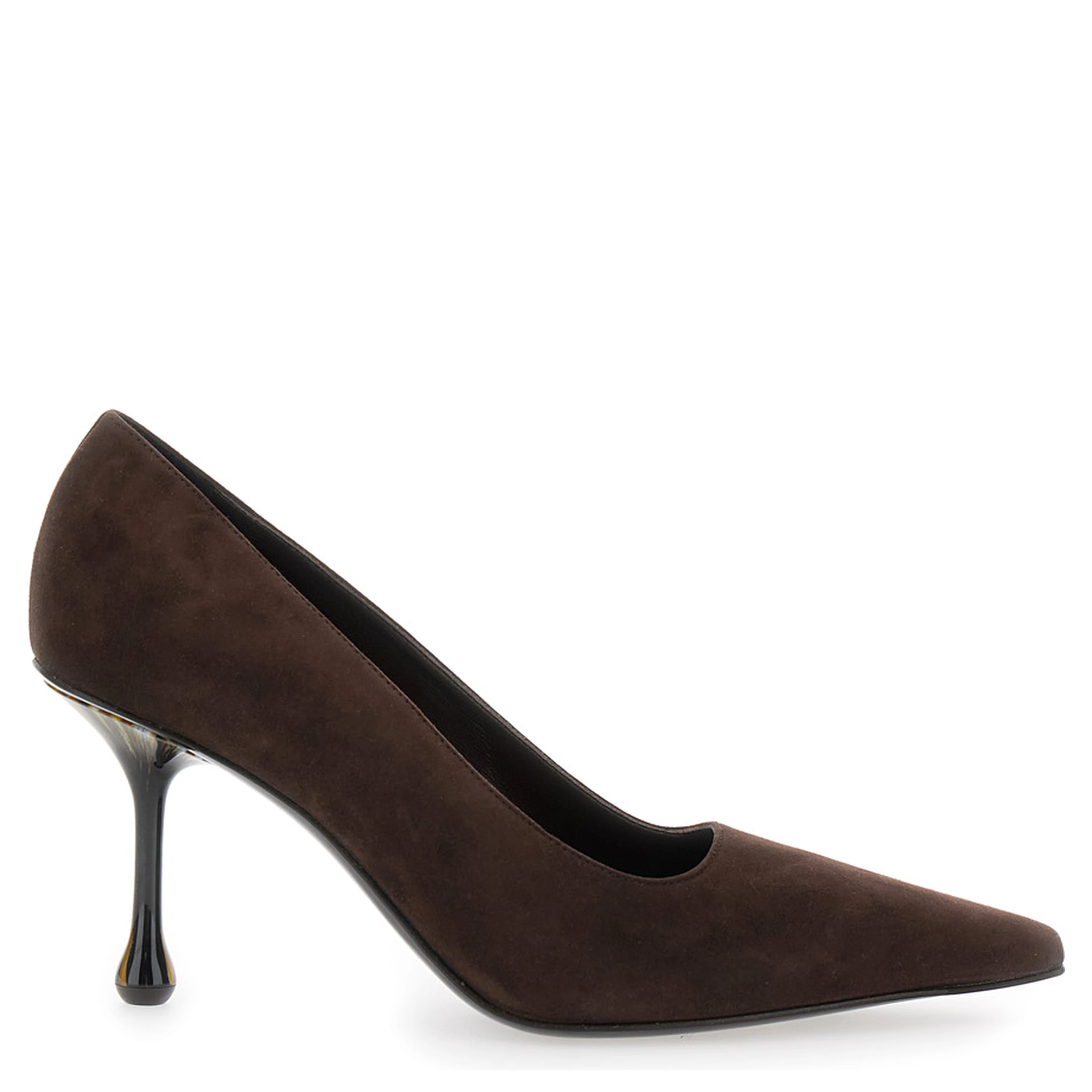 Pumps Ixia with high sculpted heel in brown suede for women