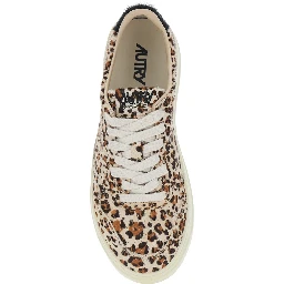 Medalist Brown Sneakers with leopard motif and logo lettering patch on the tongue in leather for women