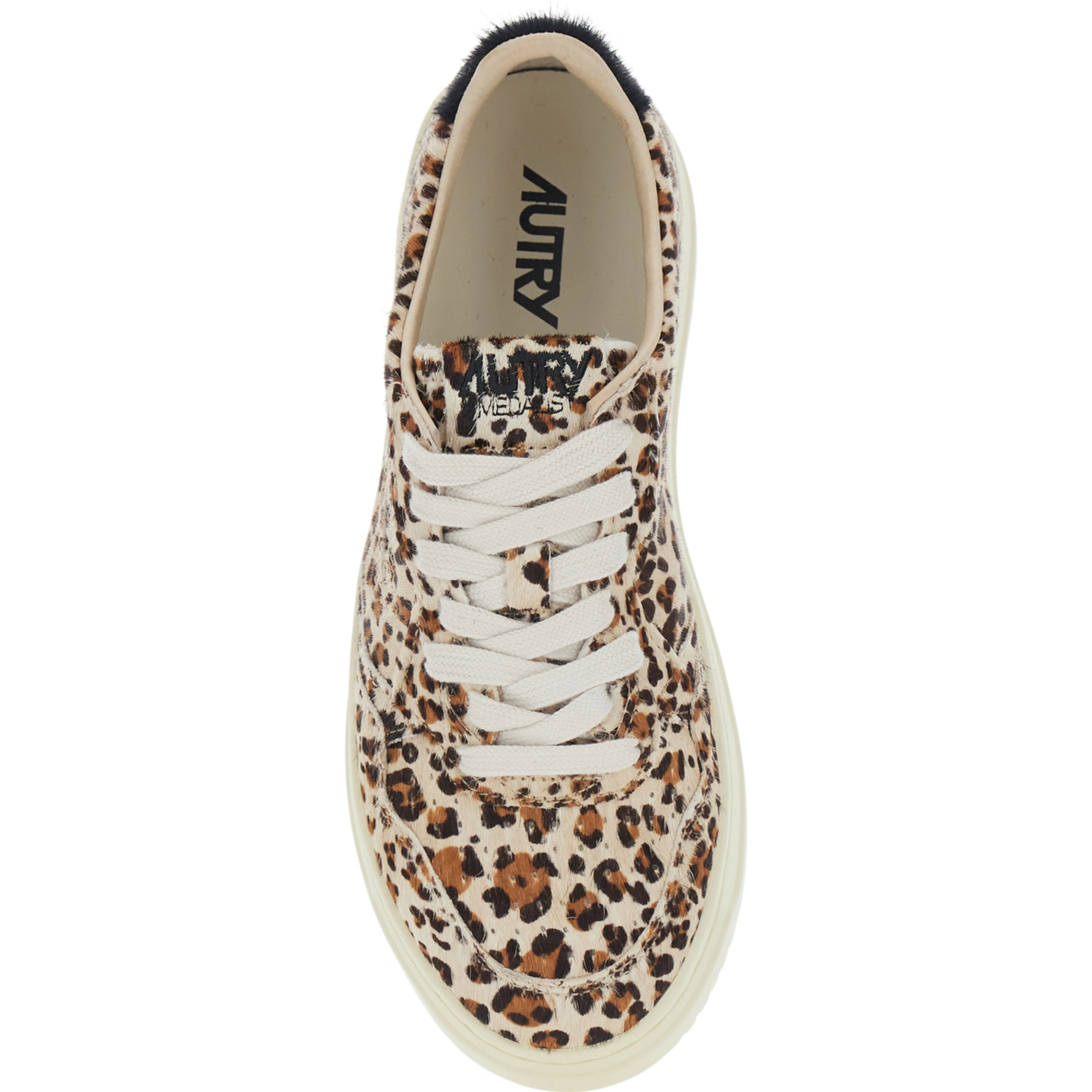 Medalist Brown Sneakers with leopard motif and logo lettering patch on the tongue in leather for women