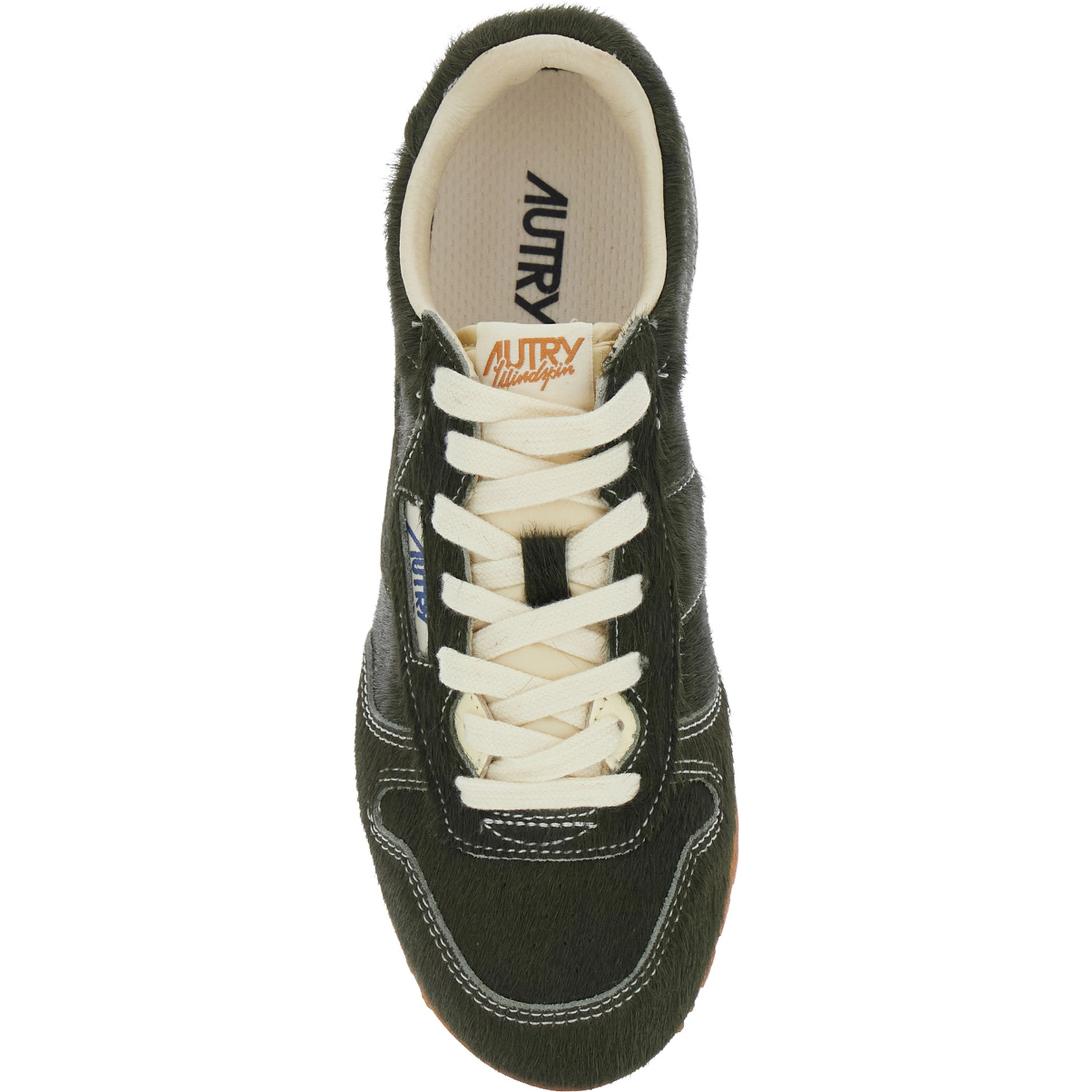 Windspin Green Low Top Sneakers with Logo Patch on the Tongue and Logo lettering on the Heel in Suede for Women