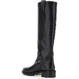 Knee-High Boots Henry Slip-On in Black Leather for Women