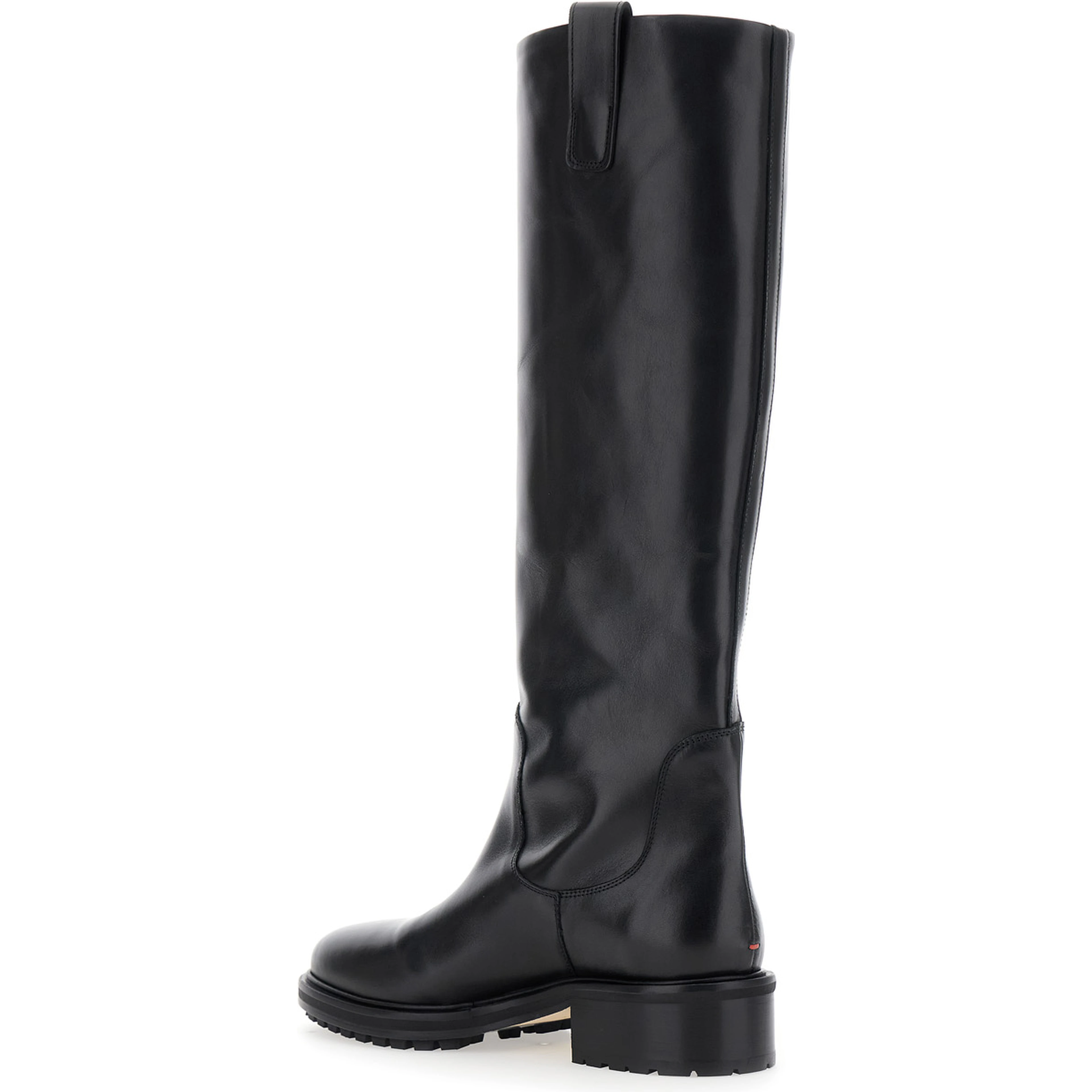 Knee-High Boots Henry Slip-On in Black Leather for Women