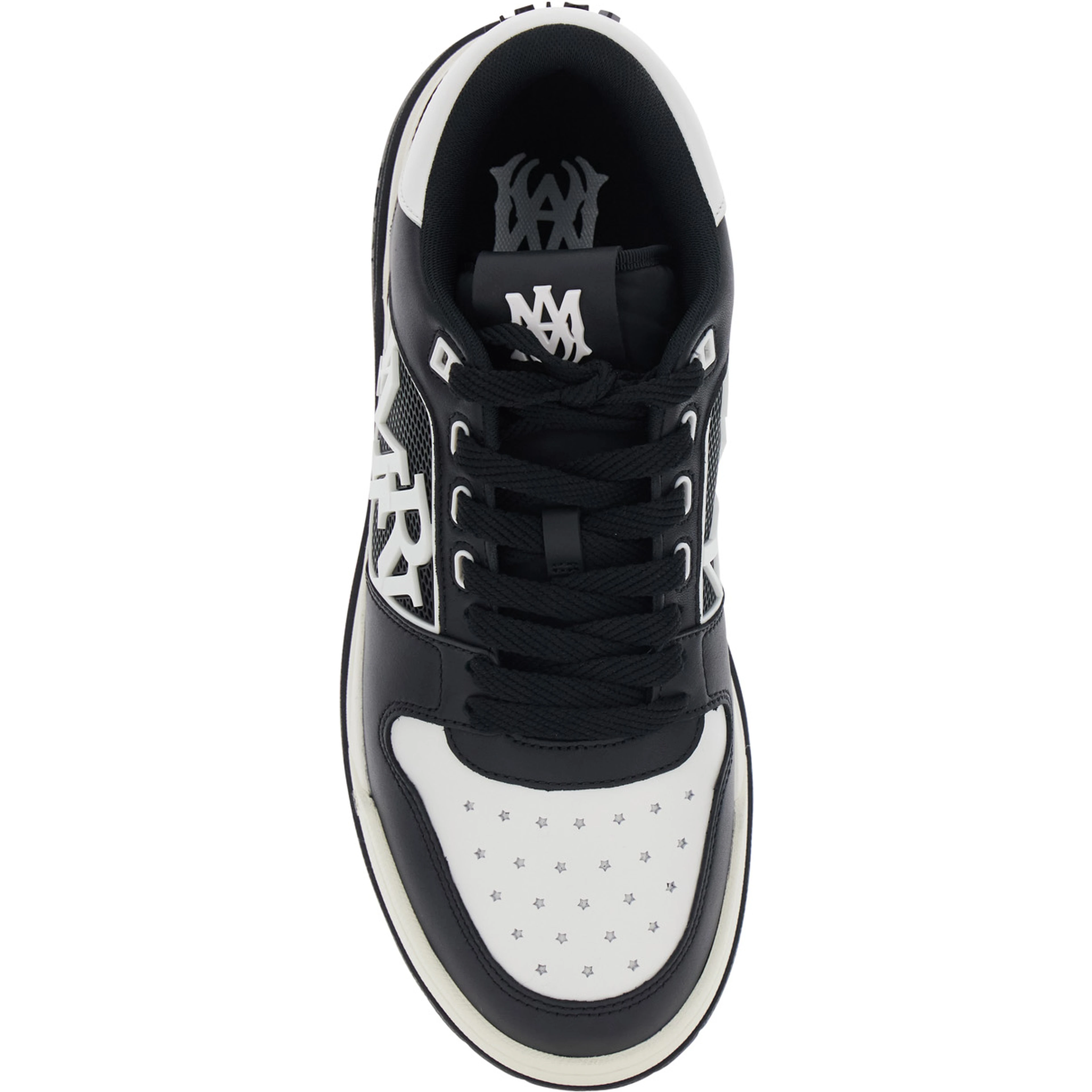 Black and White Low Top Sneakers with Logo Patch on the Tongue and Side in Leather and Fabric for Men