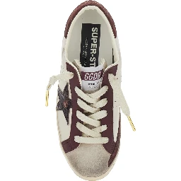 Superstar White Low Top Sneakers with Star Patch on the Side in Leather for Women