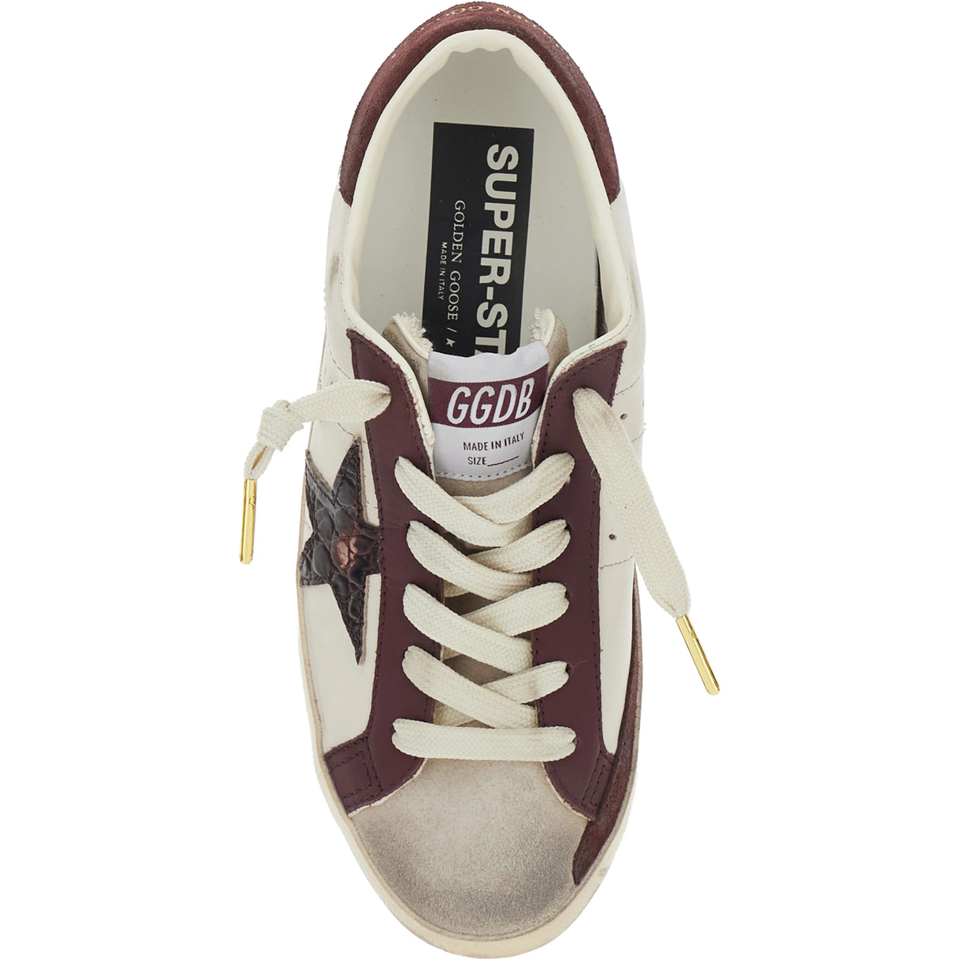 Superstar White Low Top Sneakers with Star Patch on the Side in Leather for Women