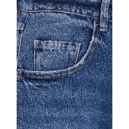 Poppy Blue Jeans with logo patch on the back and wide leg in denim women