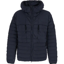 Down jacket with high collar and long sleeves in Tech Fabric Blue Men