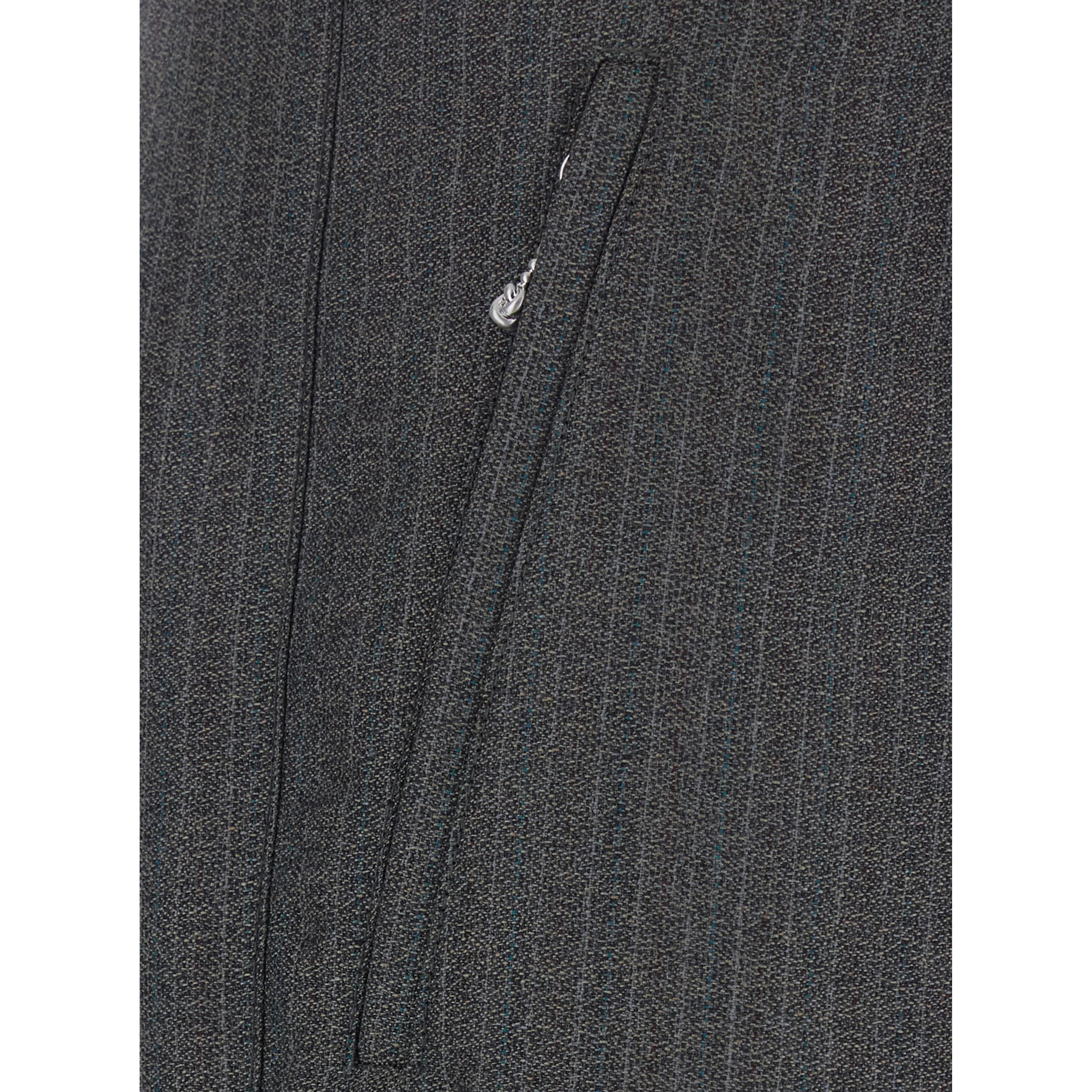 Grey Pants with all-over stripe motif and zip pockets on the legs in wool and mohair for men