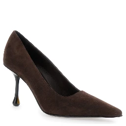 Pumps Ixia with high sculpted heel in brown suede for women
