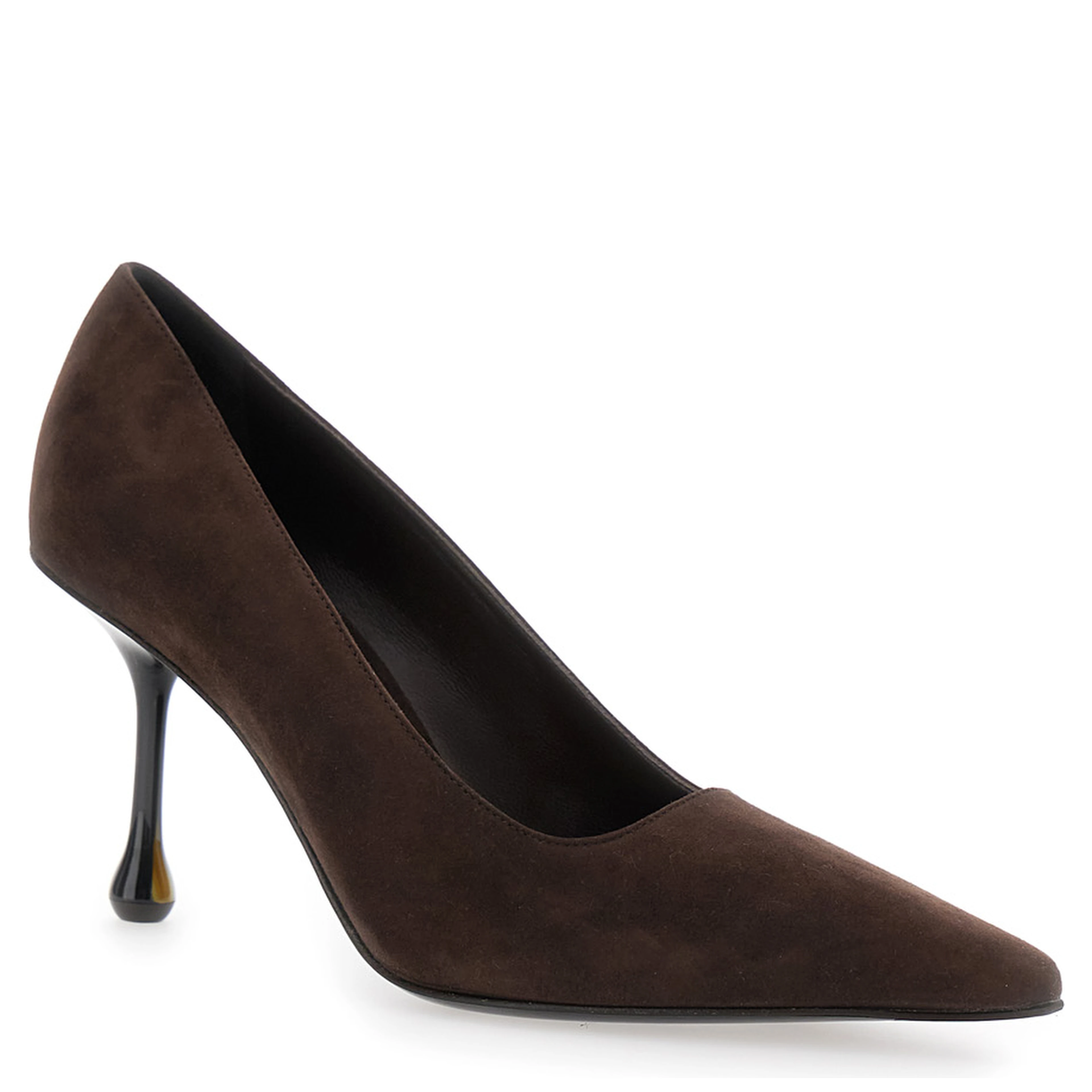 Pumps Ixia with high sculpted heel in brown suede for women