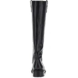 Knee-High Boots Henry Slip-On in Black Leather for Women