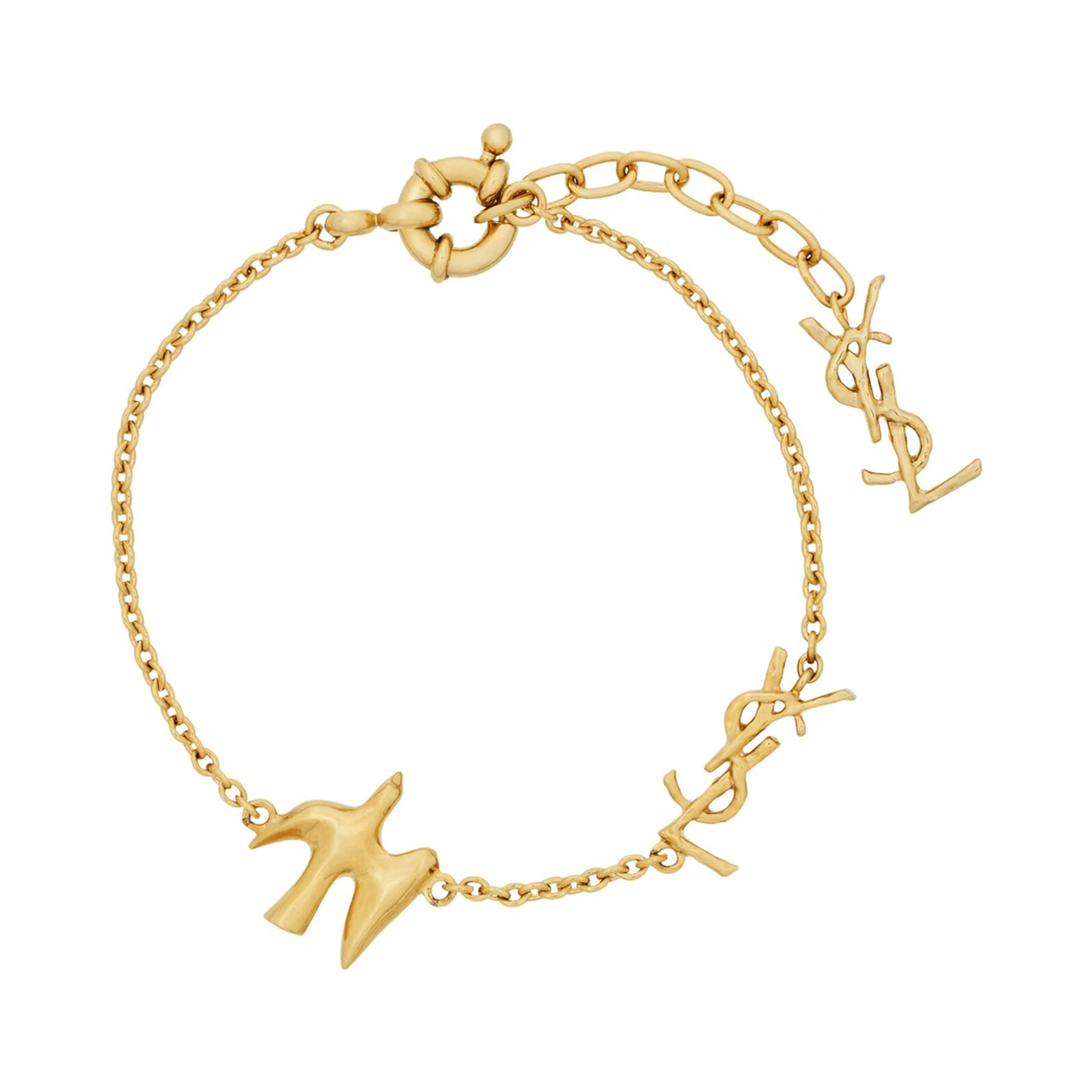 Gold-colored Bracelet with dove charms and Cassandre in brass for women
