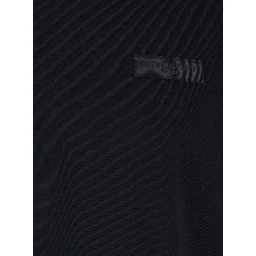 T-Shirt with Logo Patch on Chest in Black Cotton Men