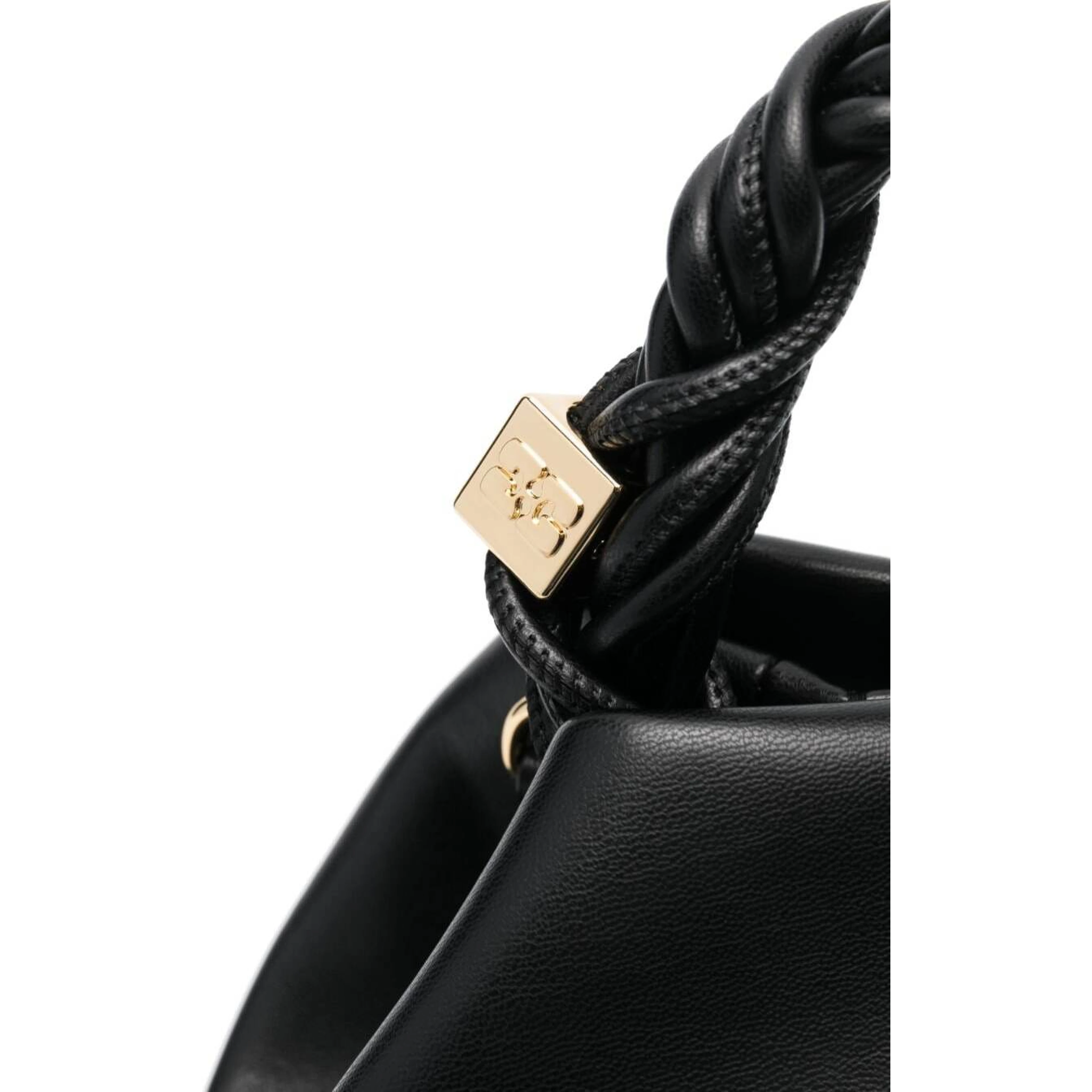 Handbag Ganni Bou with Butterfly Logo and Black Leather Woven Handle for Women