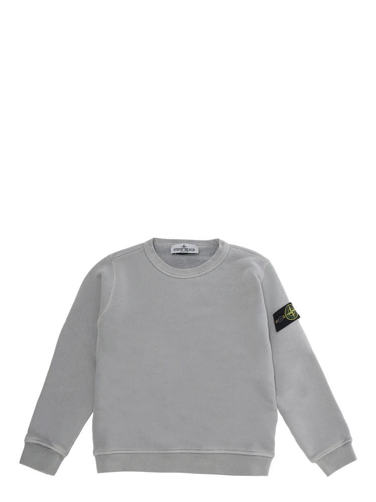 Grey Hoodie with logo patch on the sleeve in cotton for Boy