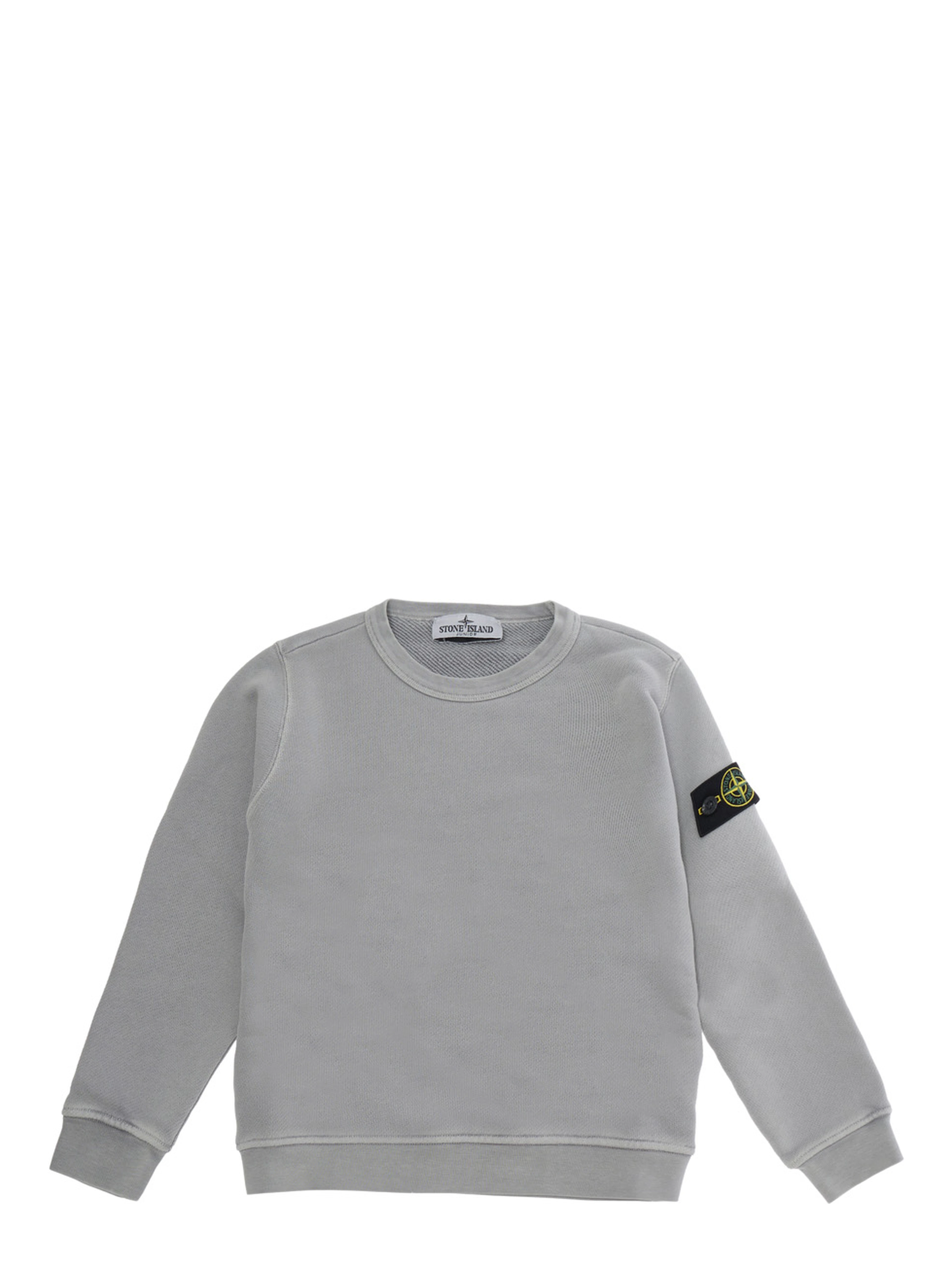 Grey Hoodie with logo patch on the sleeve in cotton for Boy
