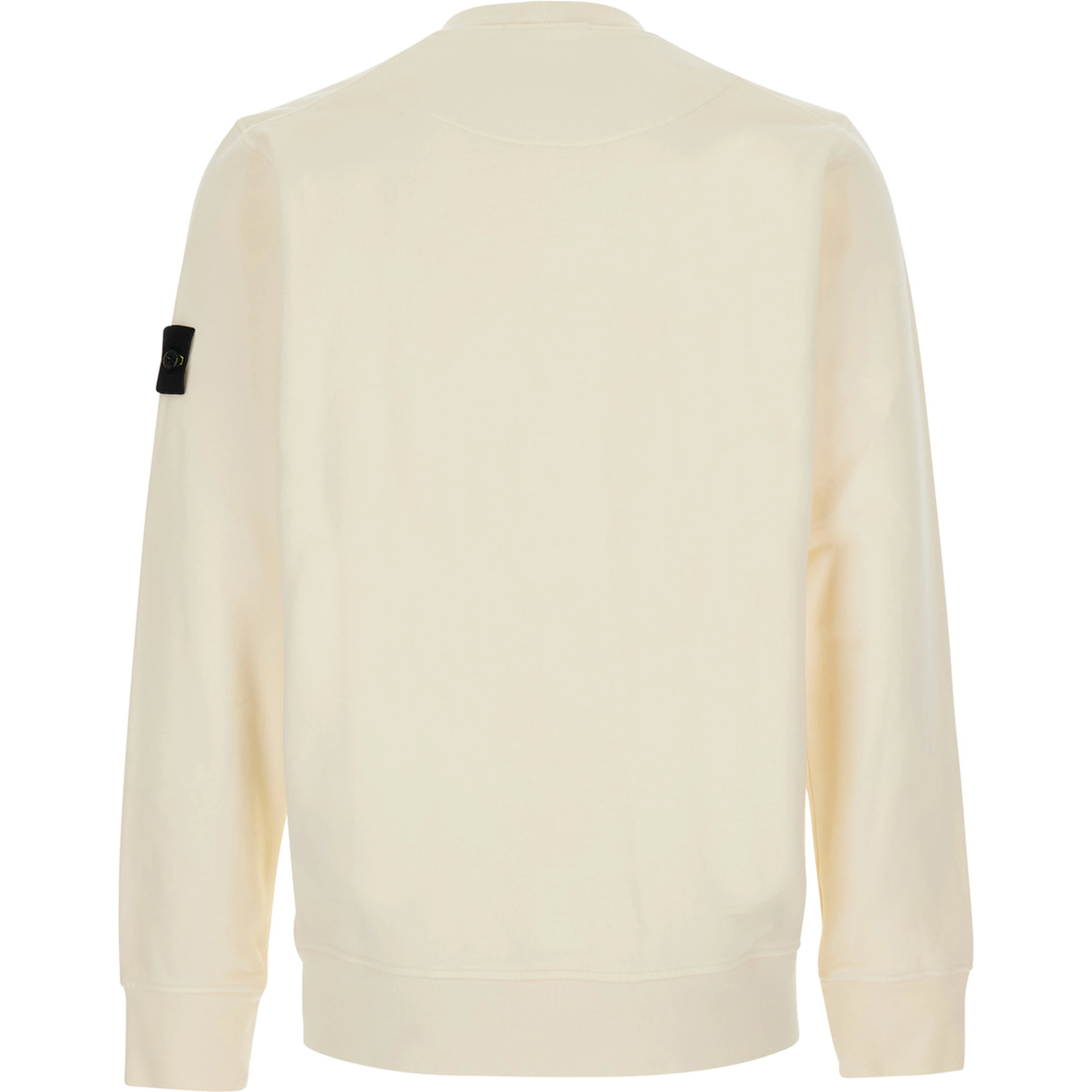 white Crewneck sweatshirt with logo patch on the sleeve in cotton for men