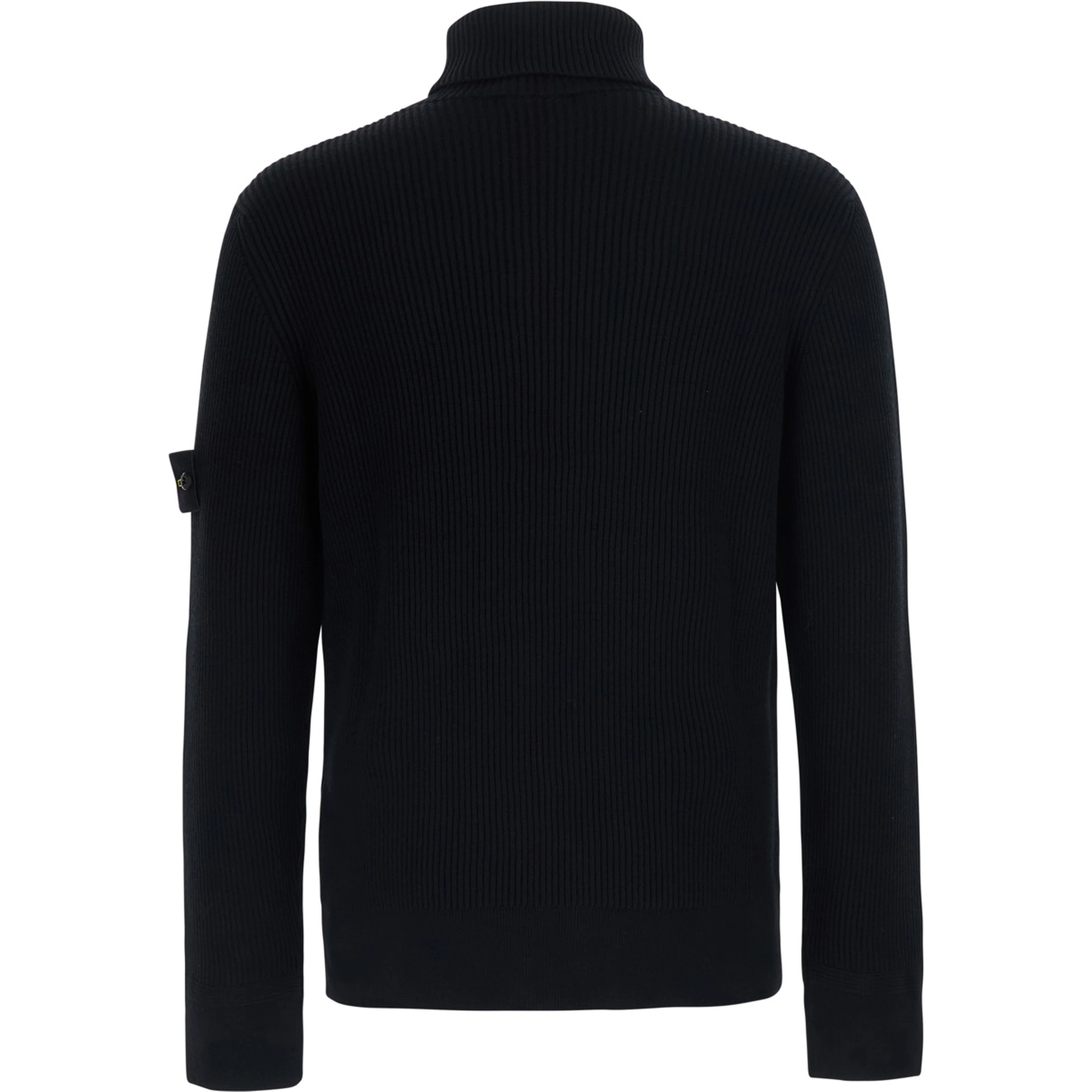 Black Sweater with high collar and logo patch on the sleeve in Men