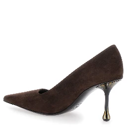 Pumps Ixia with high sculpted heel in brown suede for women