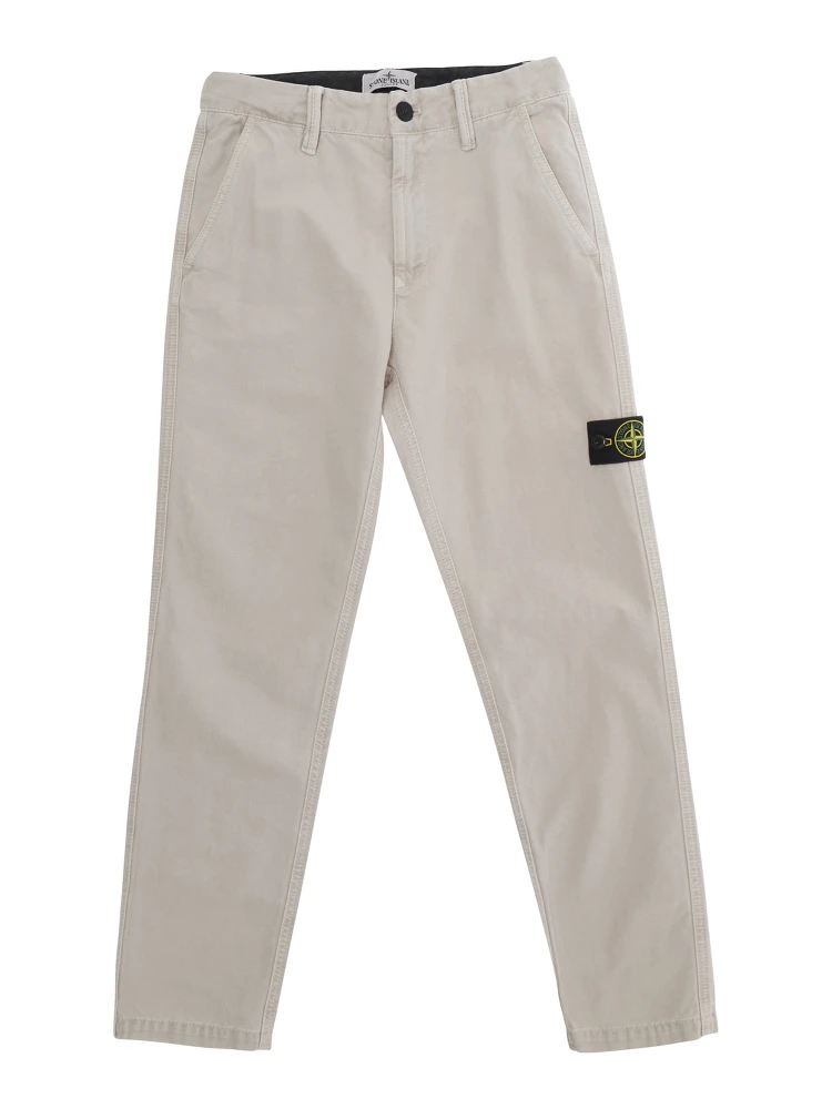 Beige Pants with logo patch on the front in tech fabric for Boy