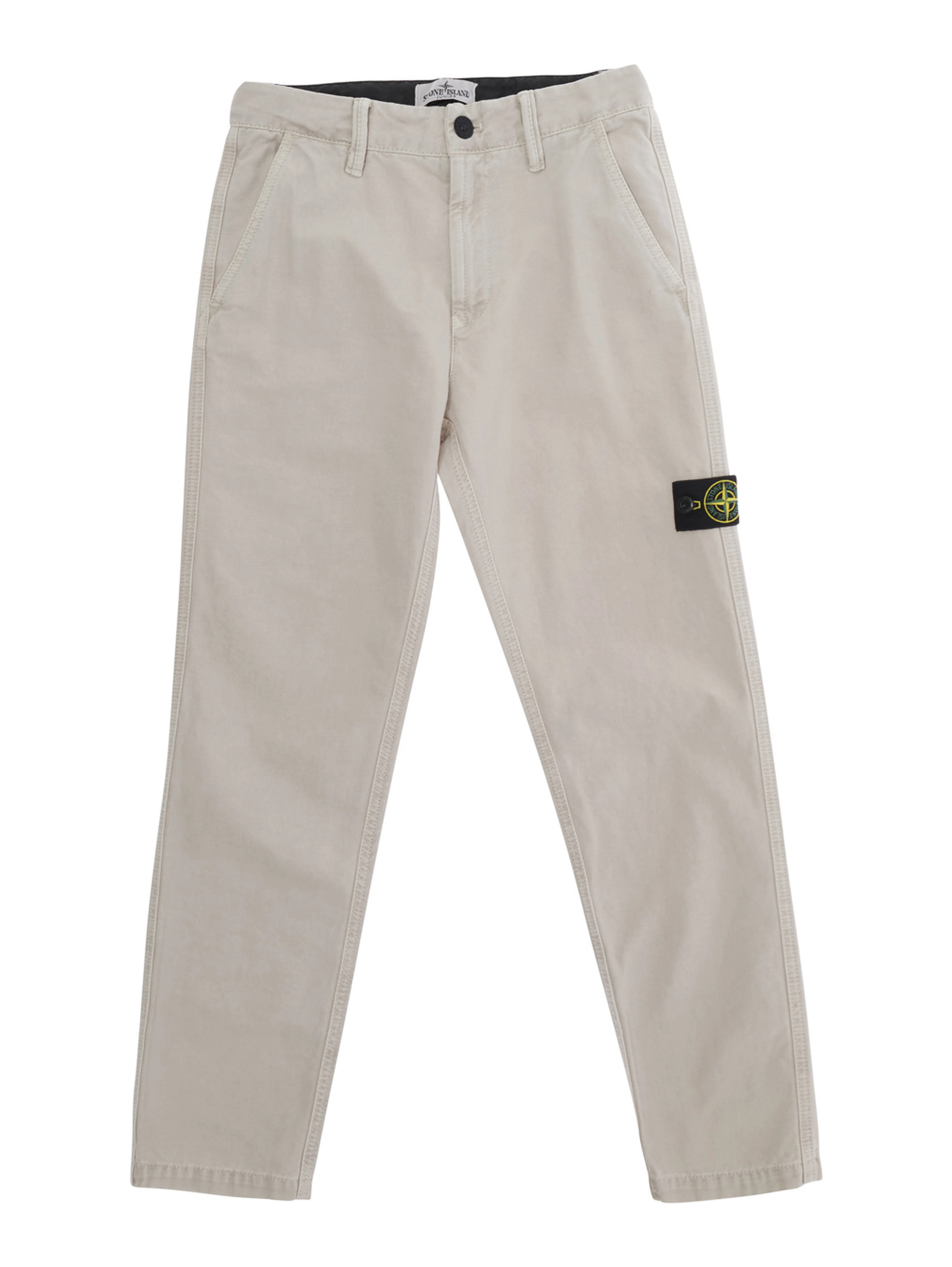 Beige Pants with logo patch on the front in tech fabric for Boy