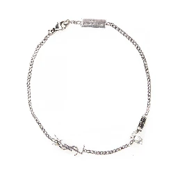 Bracelet Opyum with Rhinestones and Charm in Silver Brass for Men