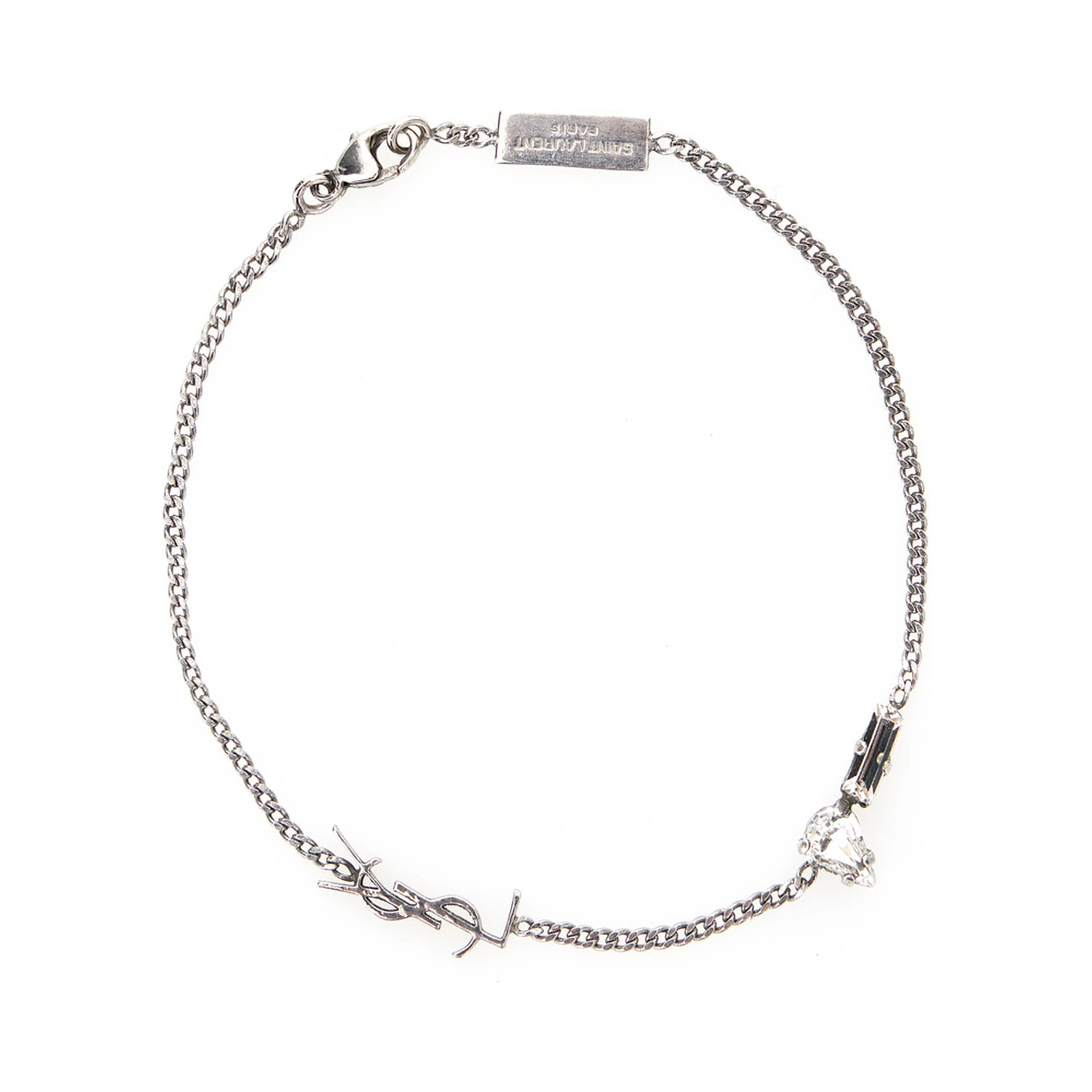 Bracelet Opyum with Rhinestones and Charm in Silver Brass for Men