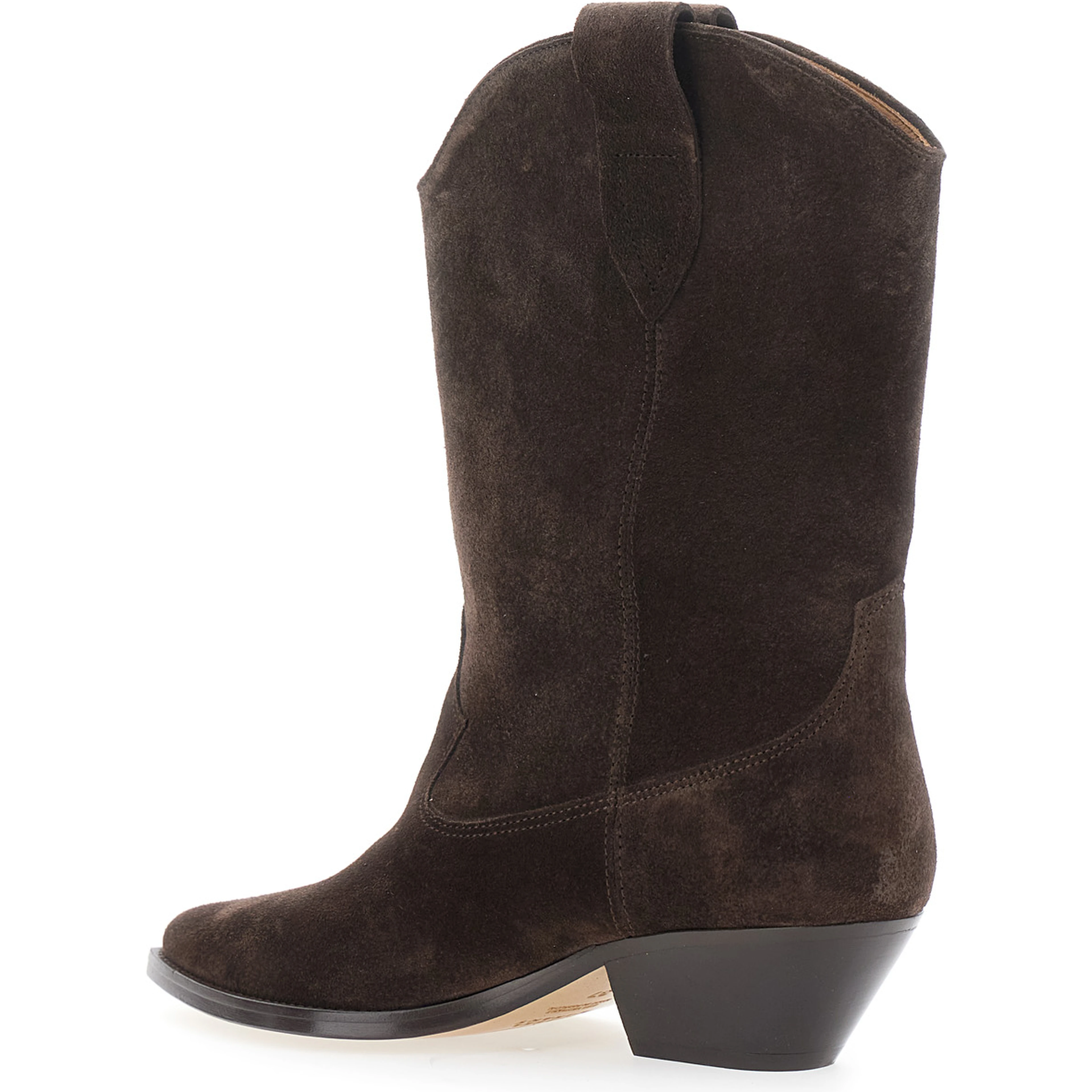 Brown Suede Low Block Heel Ankle Boots Duerto for Women