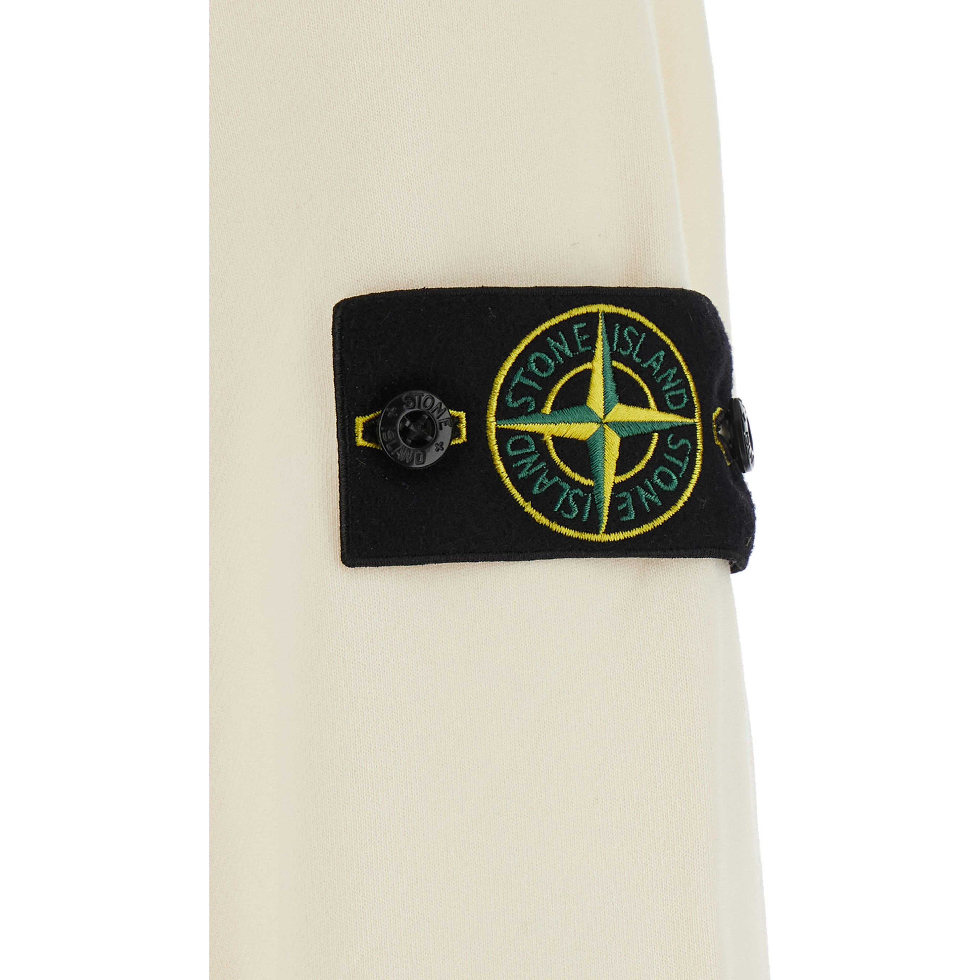 white Crewneck sweatshirt with logo patch on the sleeve in cotton for men