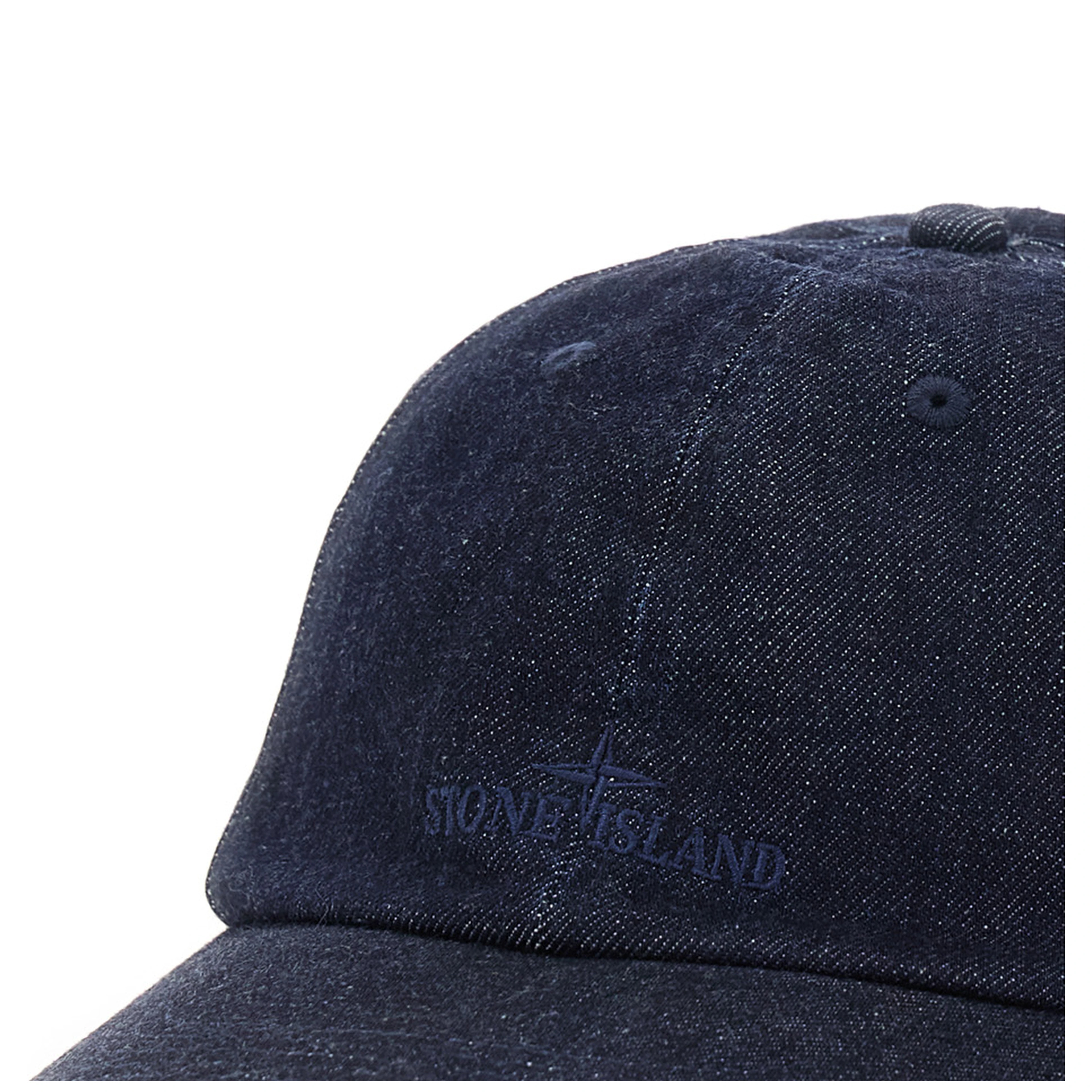 Blue Baseball Cap with logo lettering on the front in denim for men