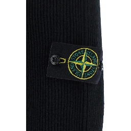 Black Sweater with high collar and logo patch on the sleeve in Men