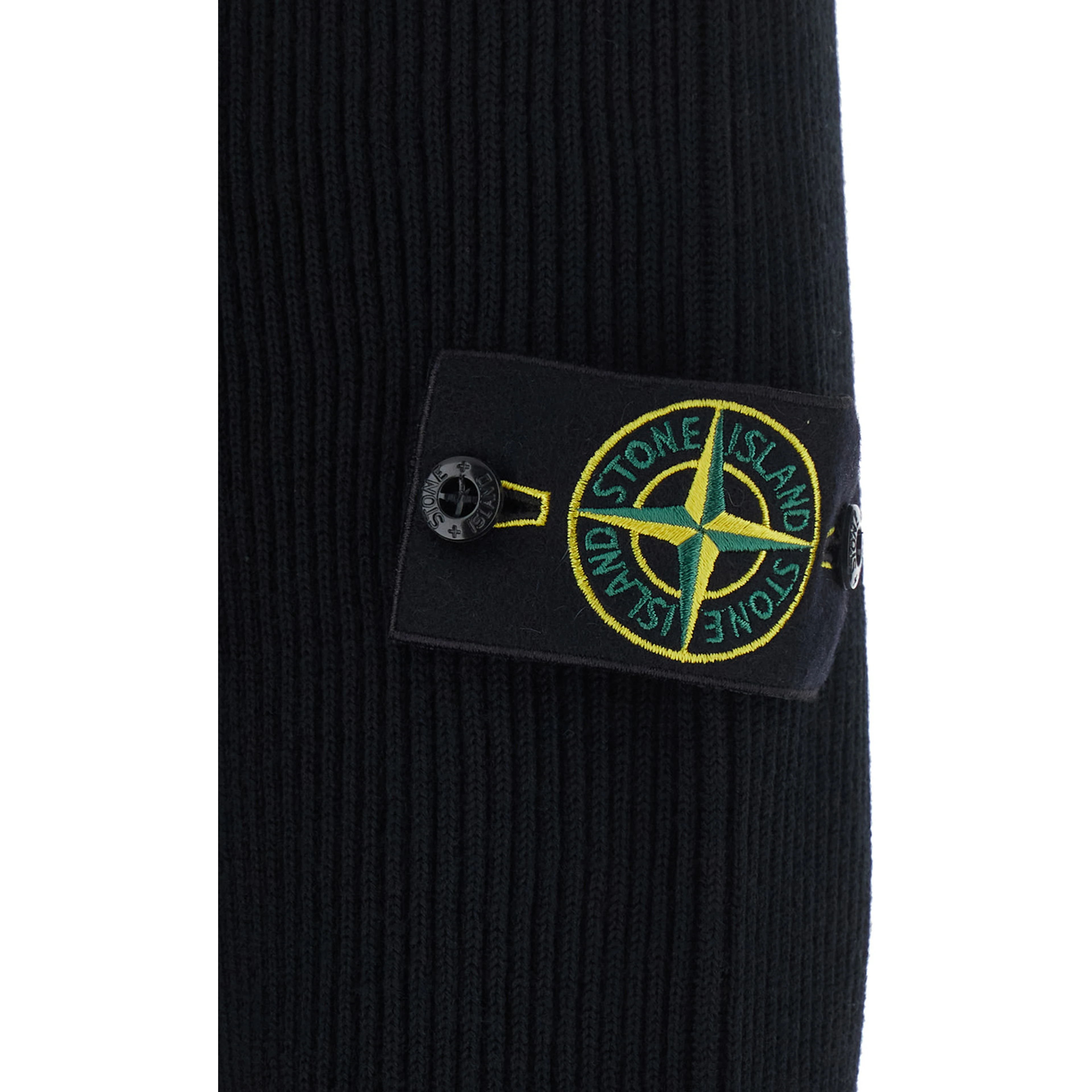 Black Sweater with high collar and logo patch on the sleeve in Men