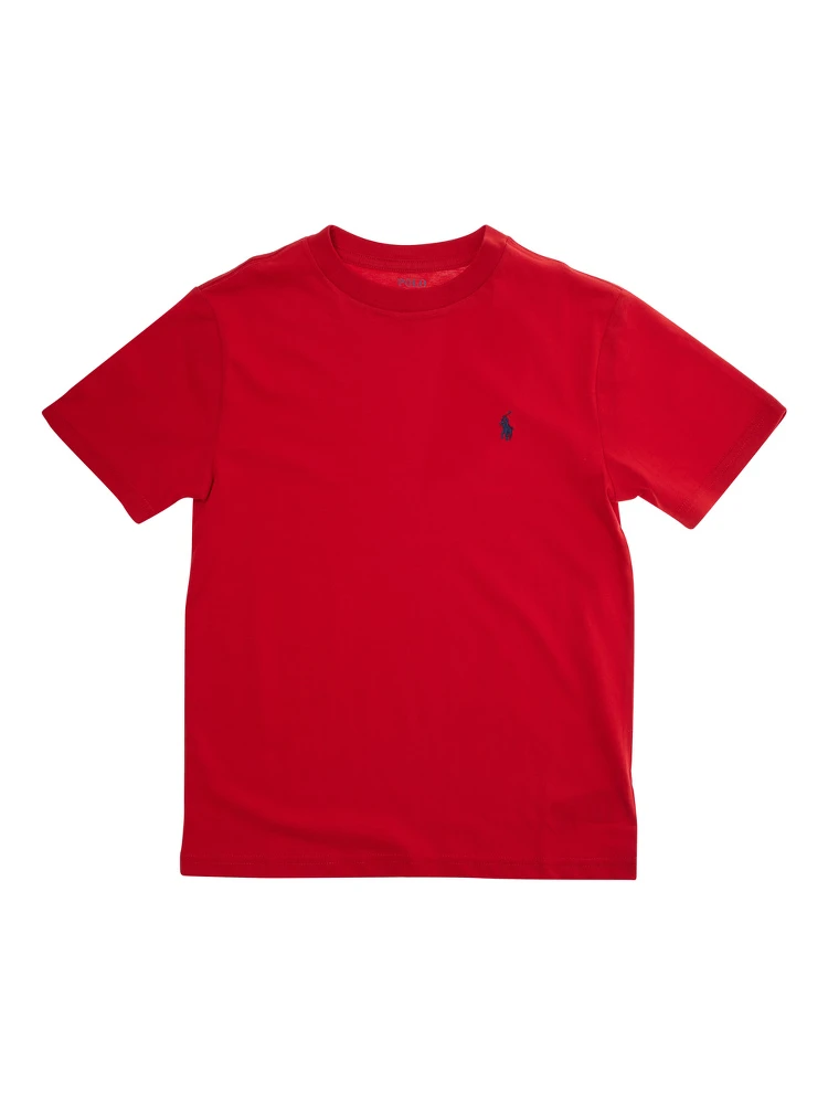 T-shirt with Pony Logo on the Front in Red Cotton Boy