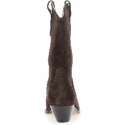 Brown Suede Low Block Heel Ankle Boots Duerto for Women