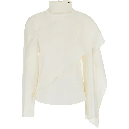 white top with high collar and integrated scarf in silk women