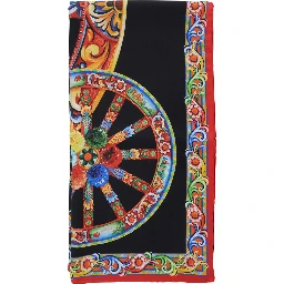 Multicolor Scarf with All-Over Carretto Print in Silk for Women