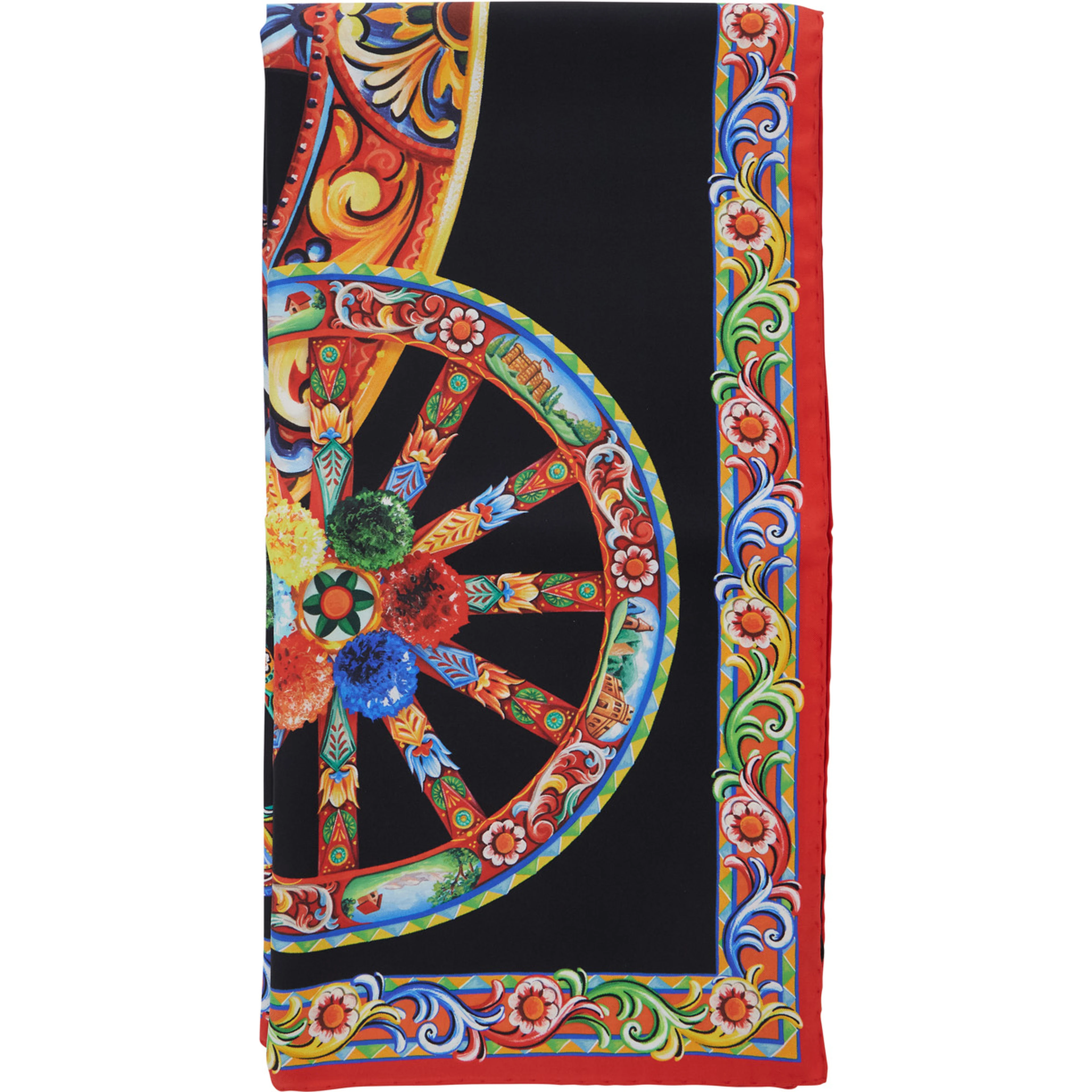 Multicolor Scarf with All-Over Carretto Print in Silk for Women