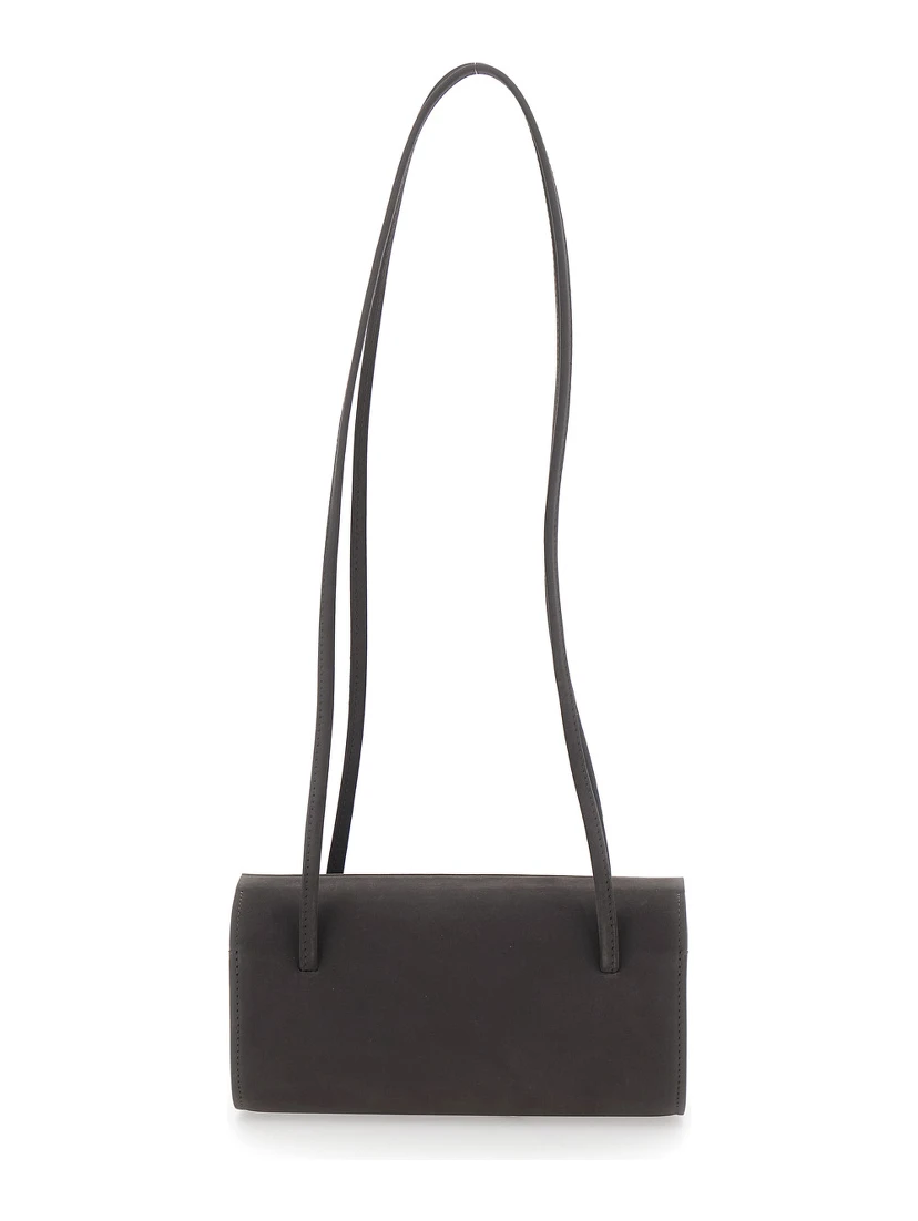 MIE BAG is a shoulder bag with leather details and a prominent brown unisex logo