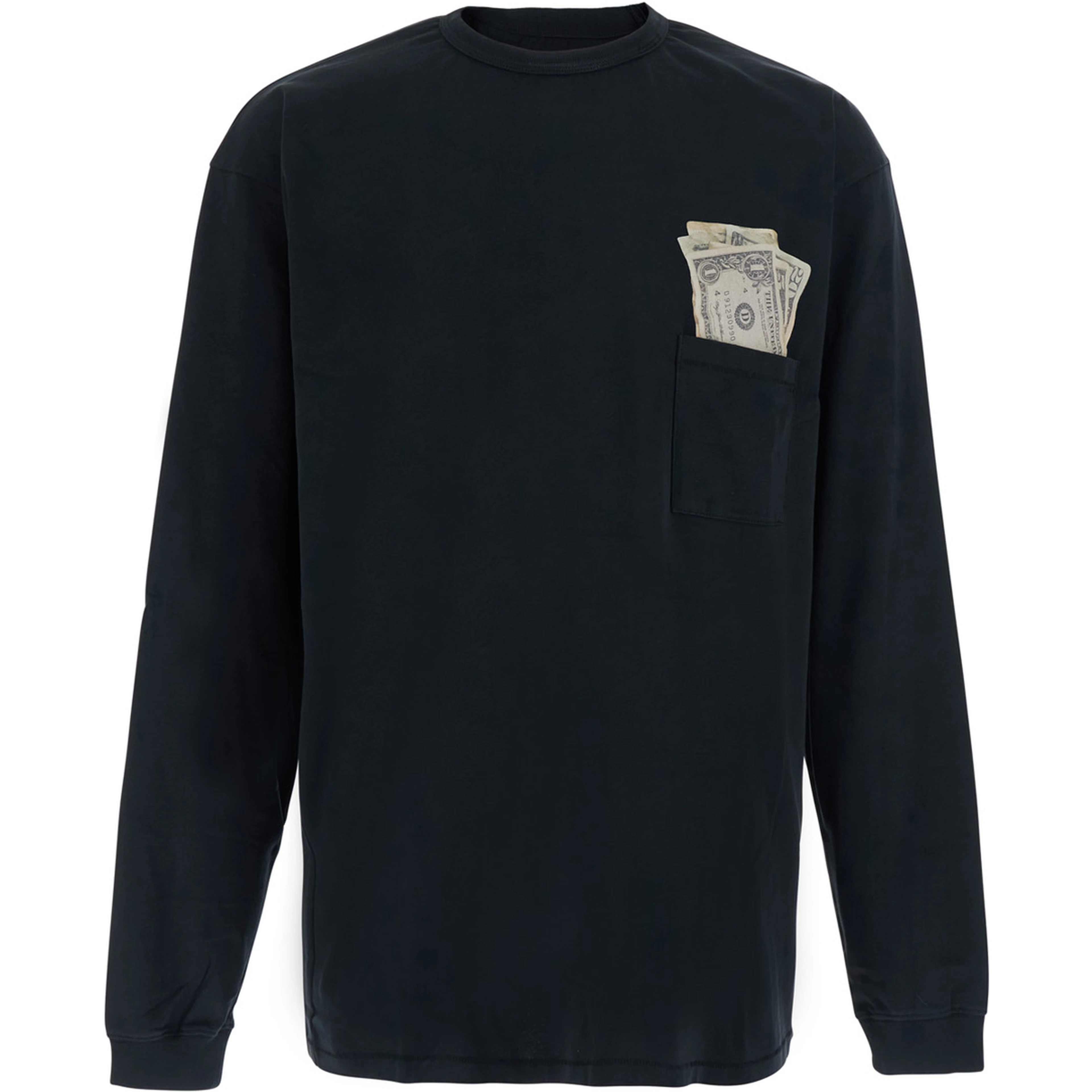 UNISEX MONEY LONGSLEEVE TEE KNIT with long sleeves in black cotton unisex